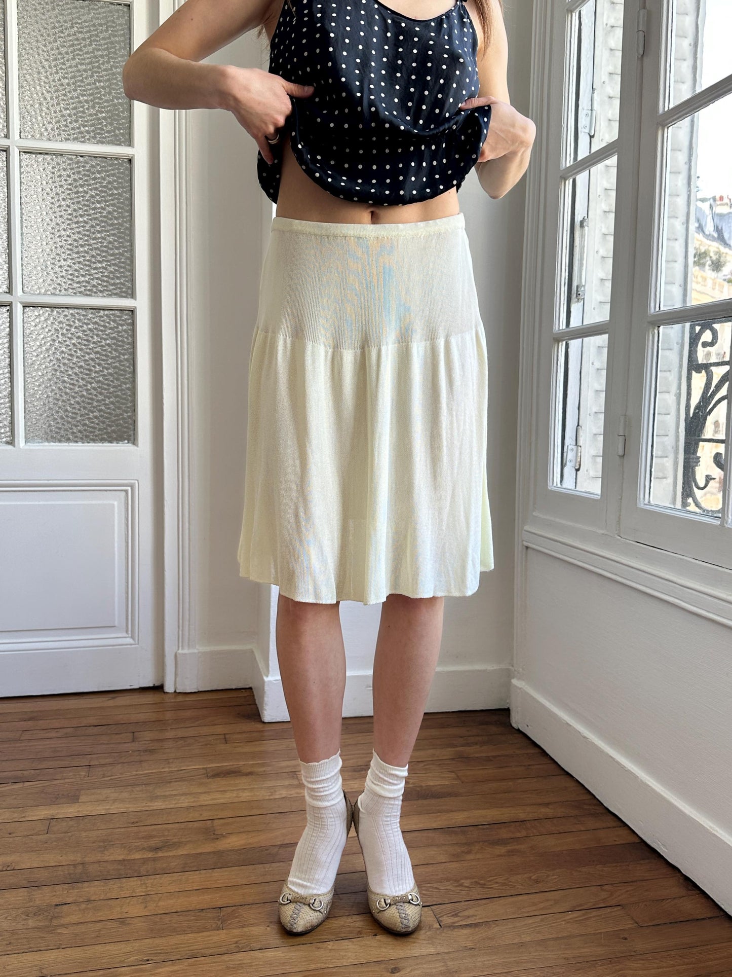 Vintage Emporio Armani Knit Skirt in Light Yellow/Butter
