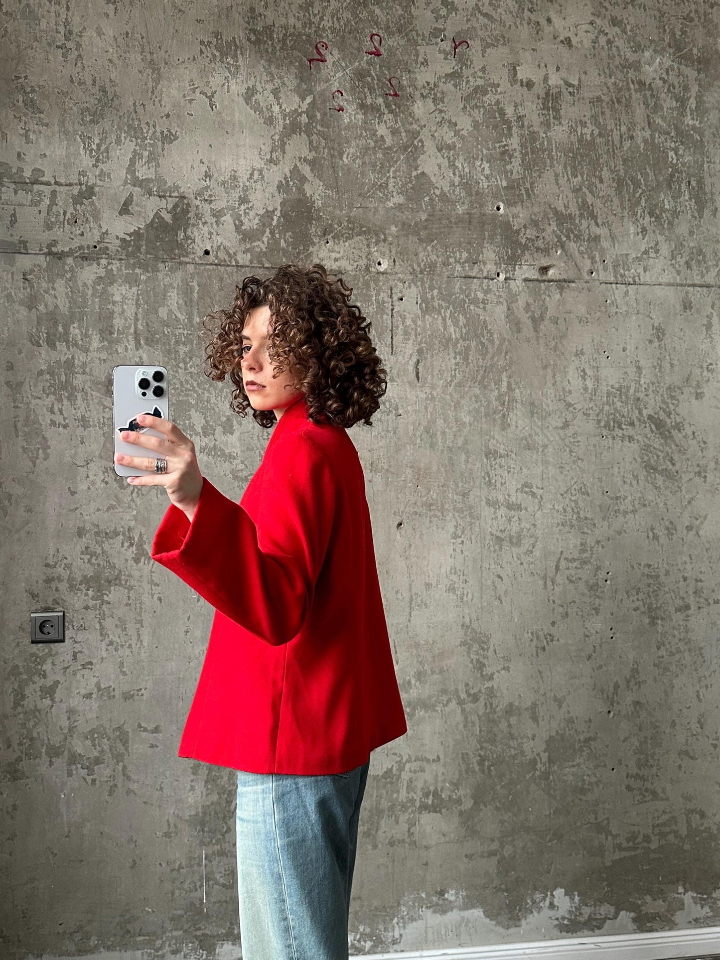 Vintage D&G cashmere cardigan in red, zip up sweater