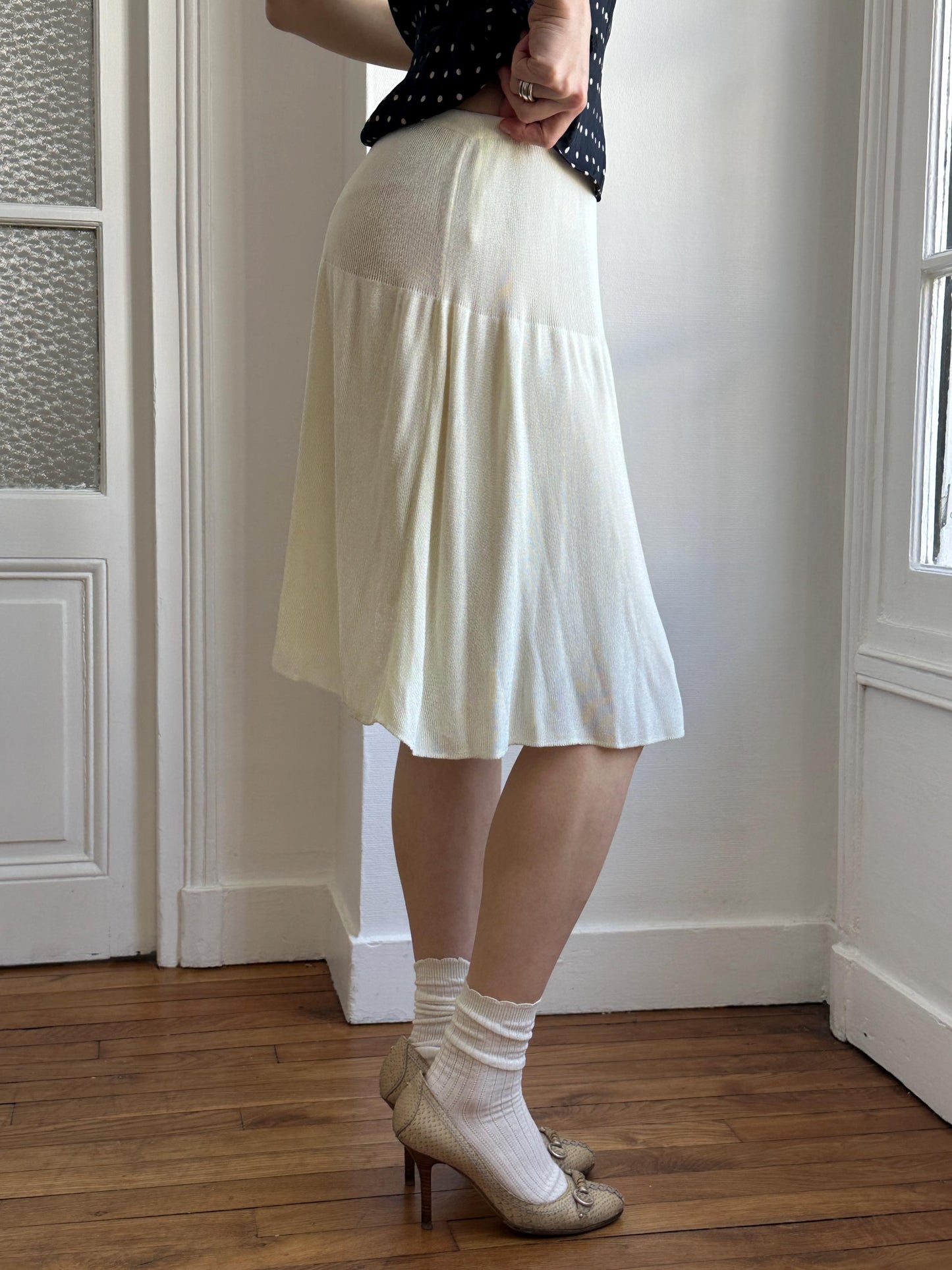 Vintage Emporio Armani Knit Skirt in Light Yellow/Butter