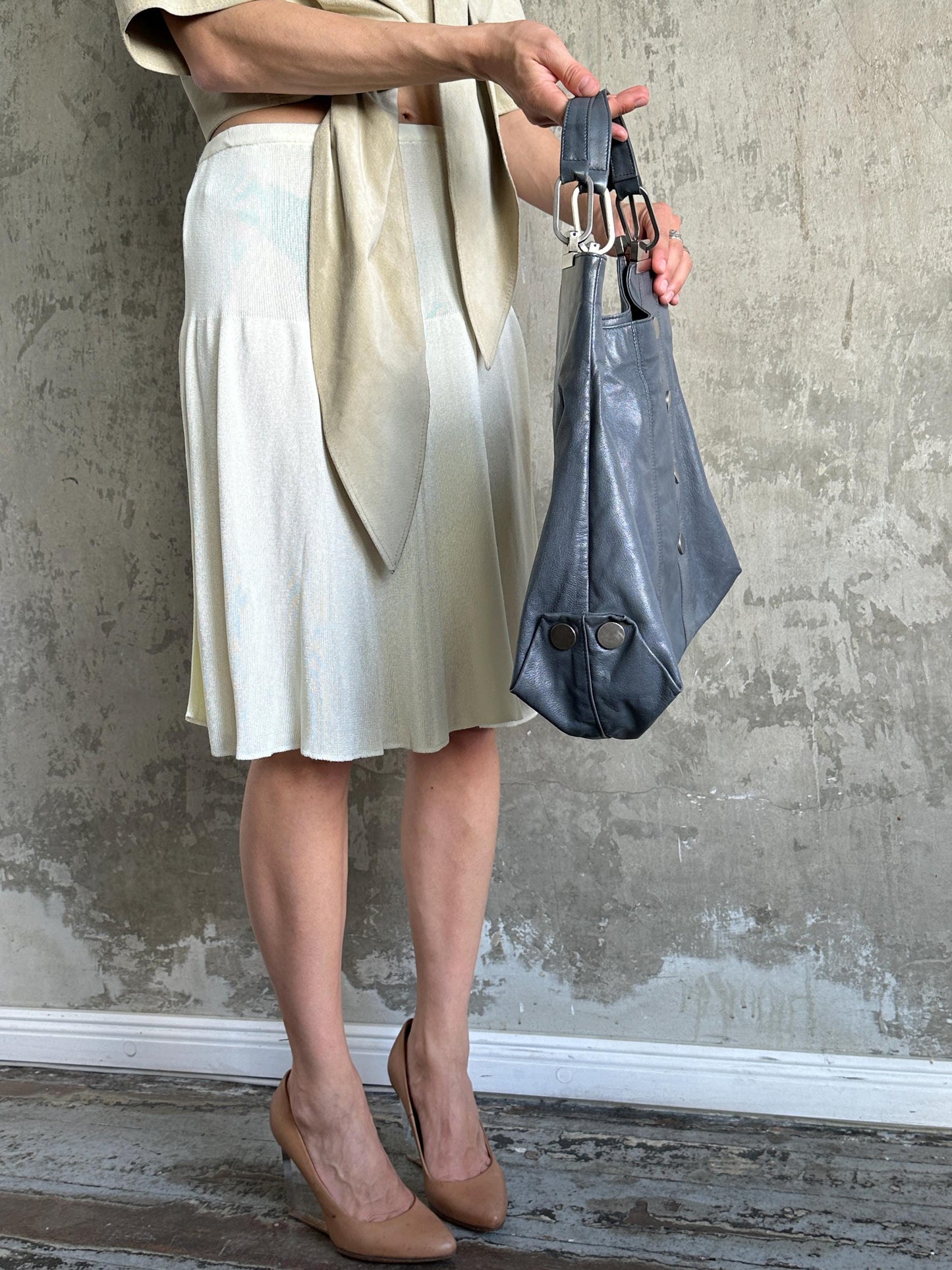 Vintage Balenciaga Grey Leather Tote Bag