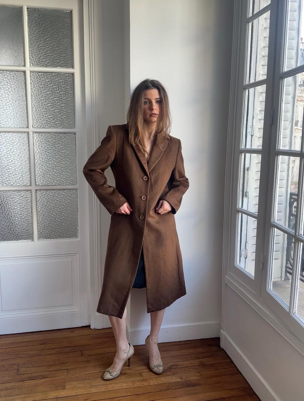 Vintage Cashmere and Wool Coat In Brown