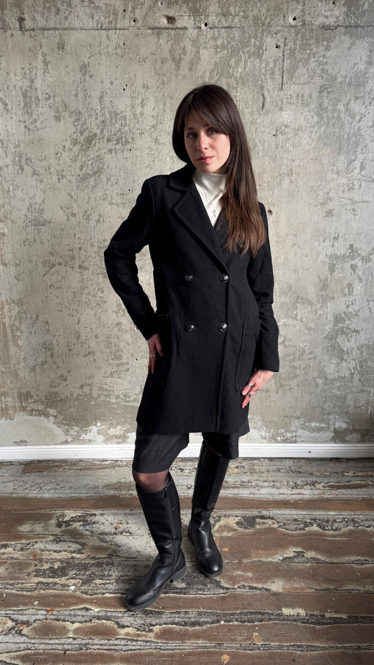 Vintage 90s Japan-style Boxy Coat In Black