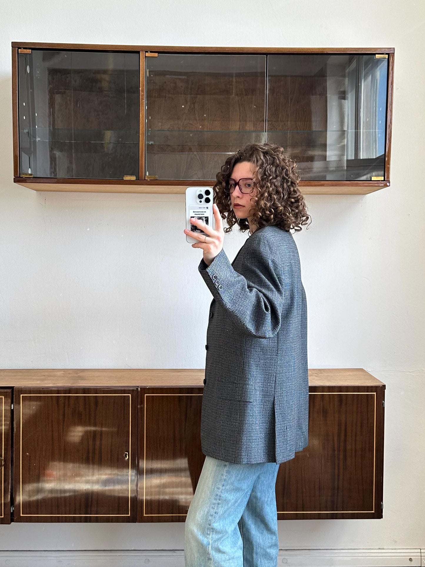 Vintage 90s grey checked blazer