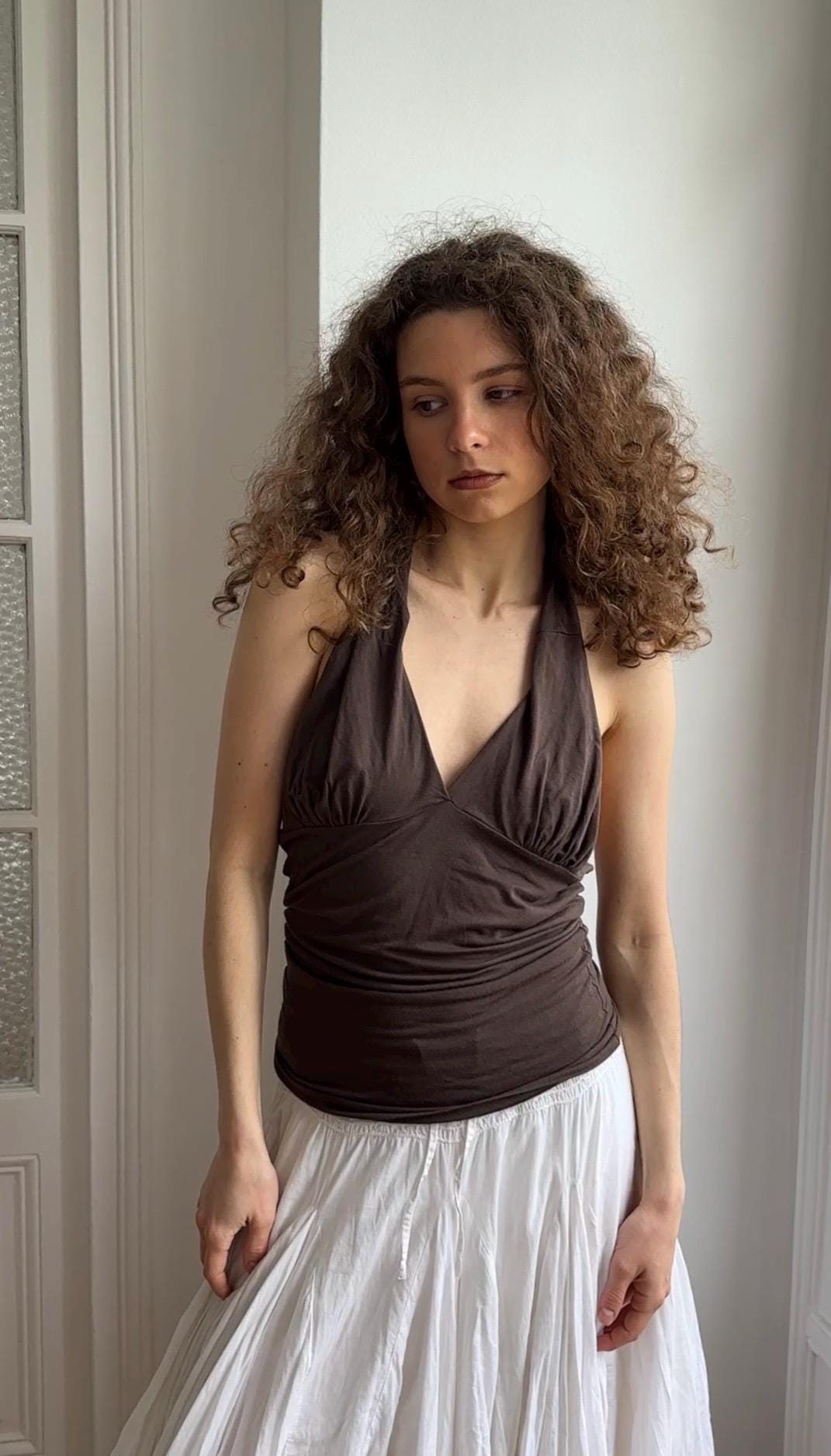 Vintage Y2K Sisley Brown Halterneck Top