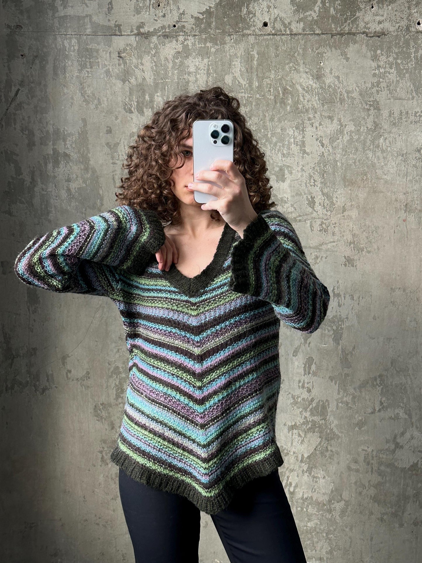 Vintage mohair sweater in green, 80s fuzzy oversized pullover