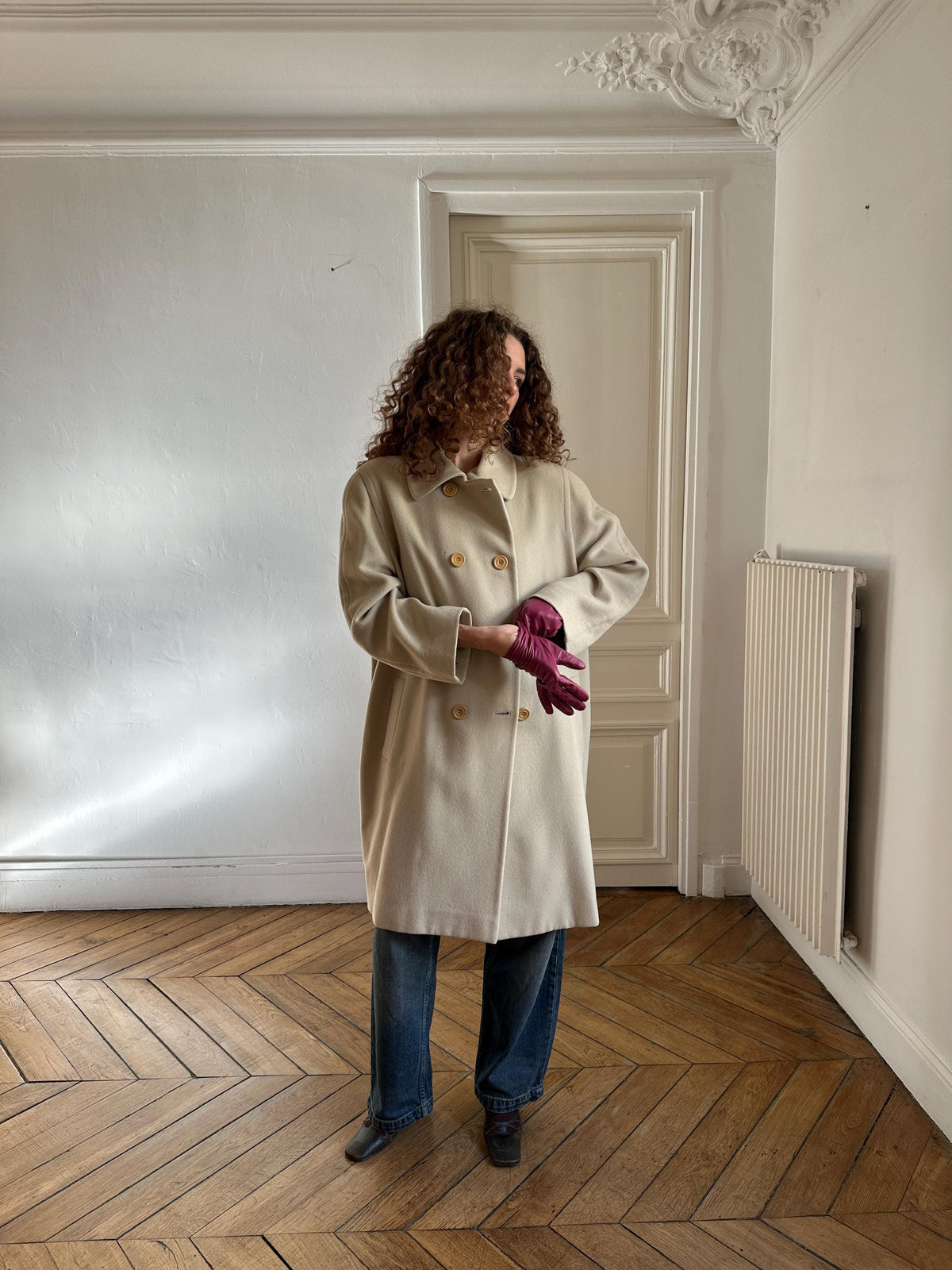Vintage Les Copains Cream Pure Wool Coat