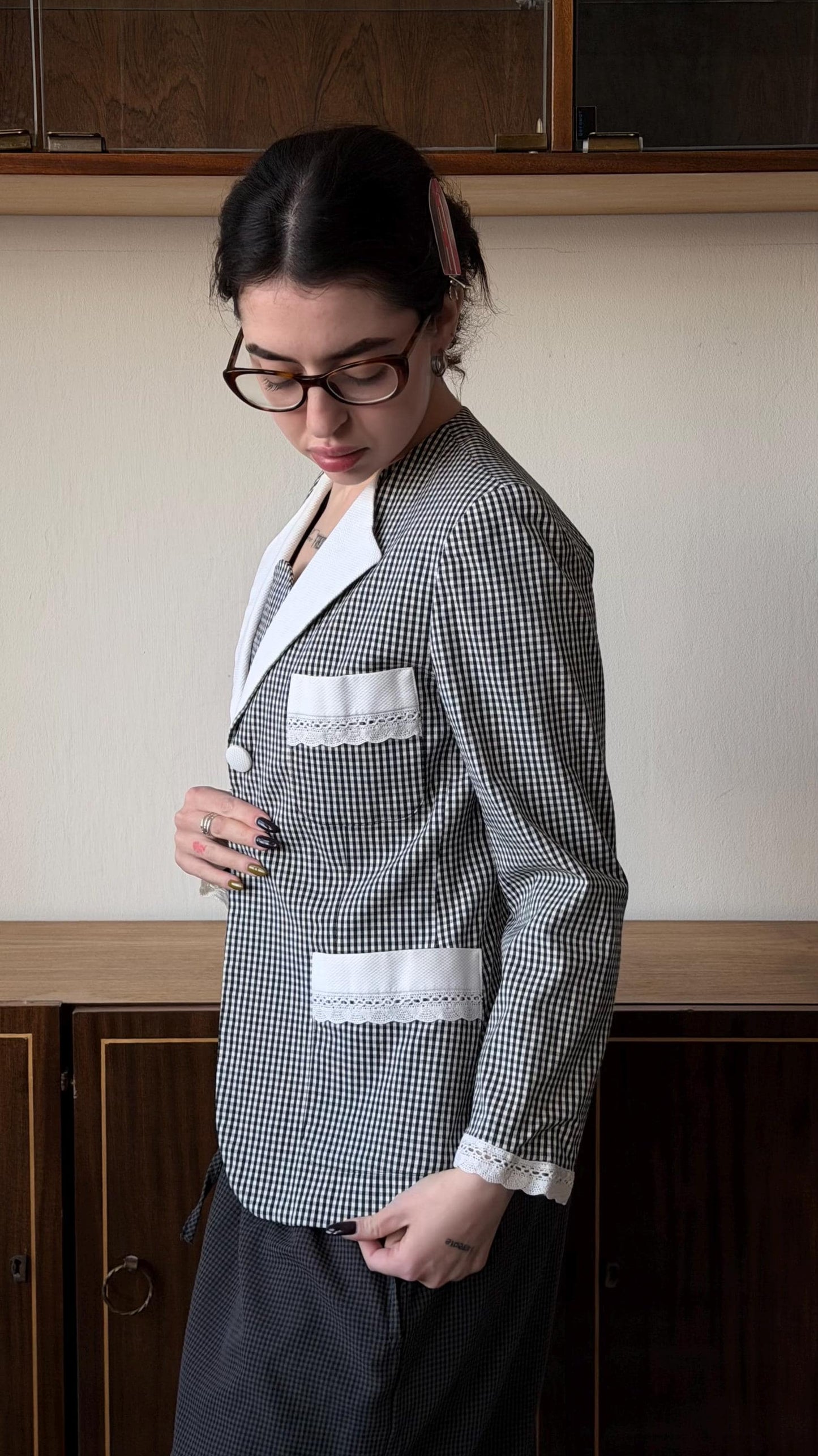 Vintage Moschino Cheap and Chic Gingham Set, Blazer and Top Set