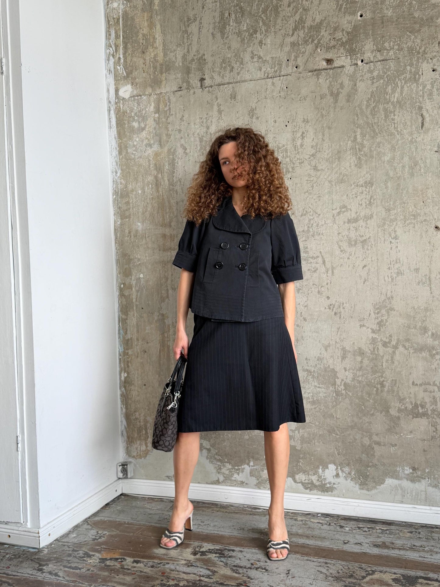 Vintage Sonia Rykiel Black Cotton Jacket | French Designer Cropped Coat