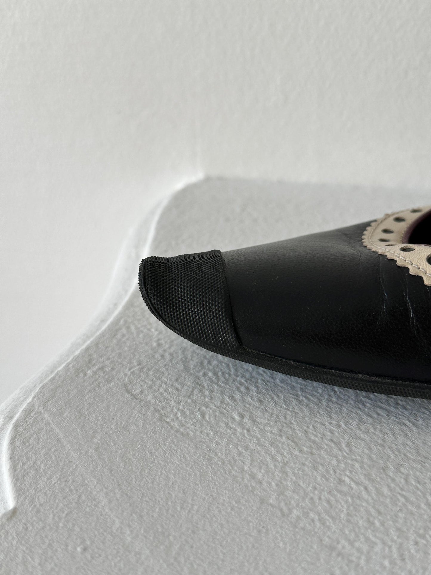 Miu Miu Black & Cream Perforated Leather Kitten Heel Pumps I US 6.5