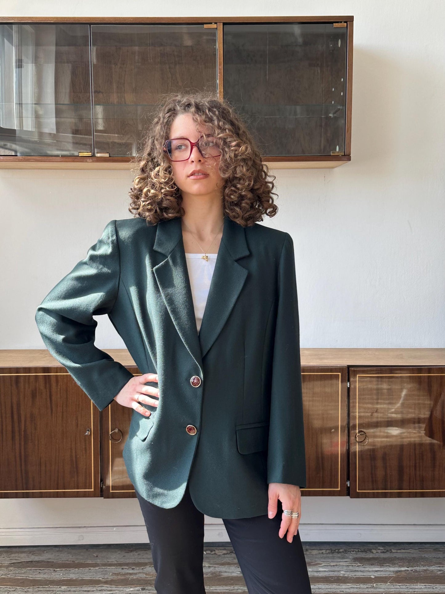 Vintage 90s straight blazer in green