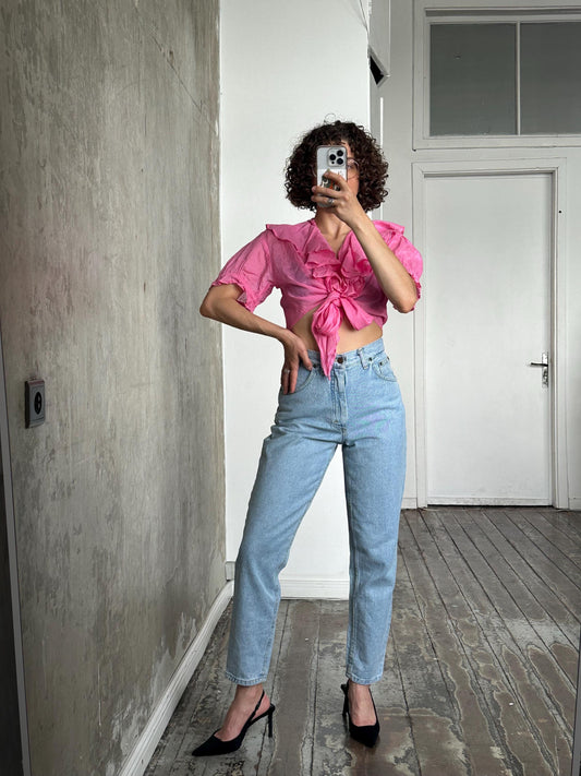 Vintage LEE light blue jeans, high rise women jeans
