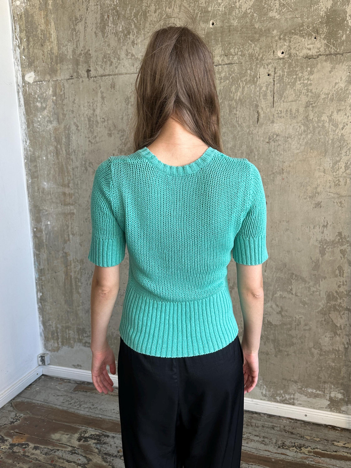 Vintage Turquoise Fitted Knit Top