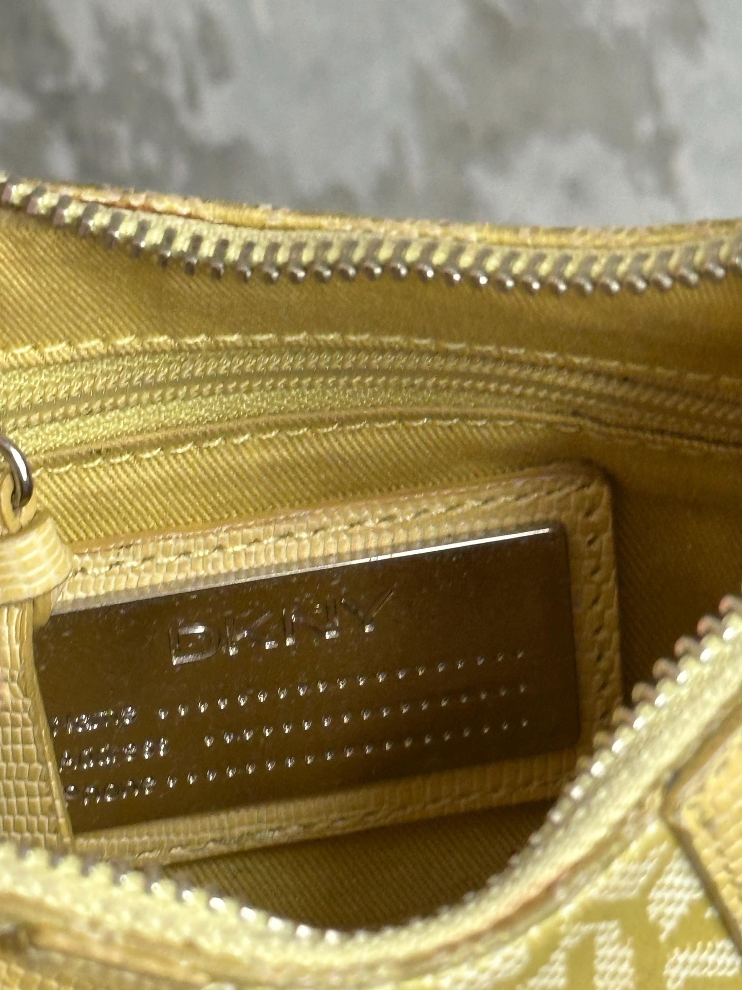 Vintage DKNY Yellow Monogram Mini Baguette Bag