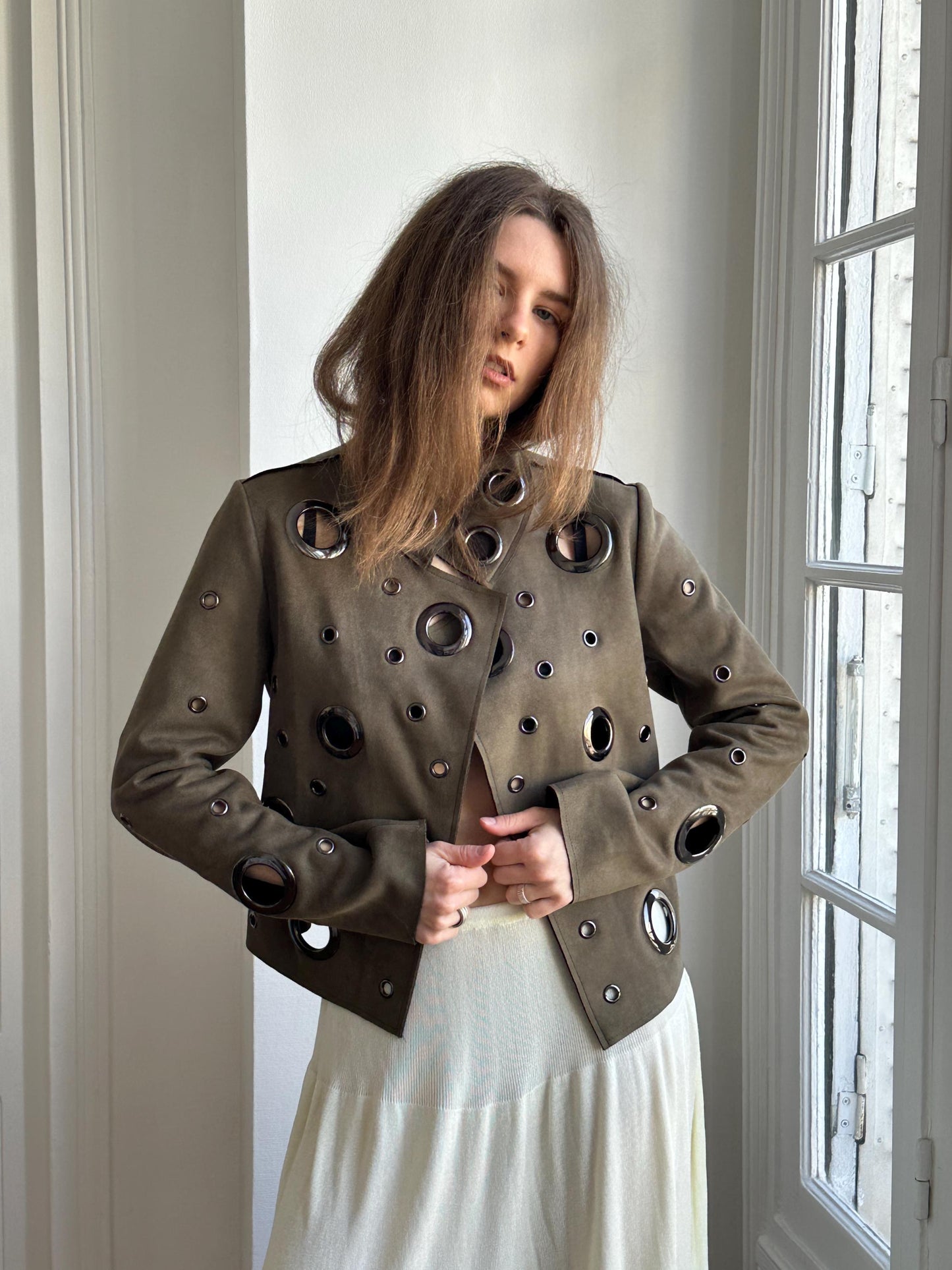 Vintage Y2K Eyelet Jacket in Green