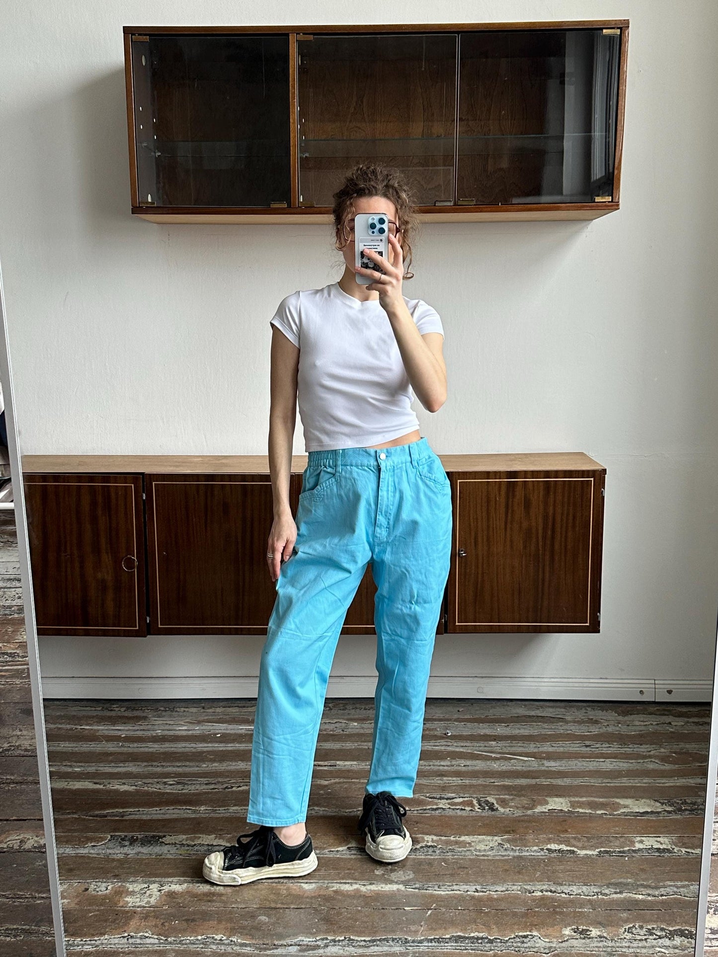 Vintage y2k high rise baby blue jeans, cotton jeans