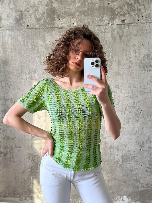 Vintage y2k sequin green top