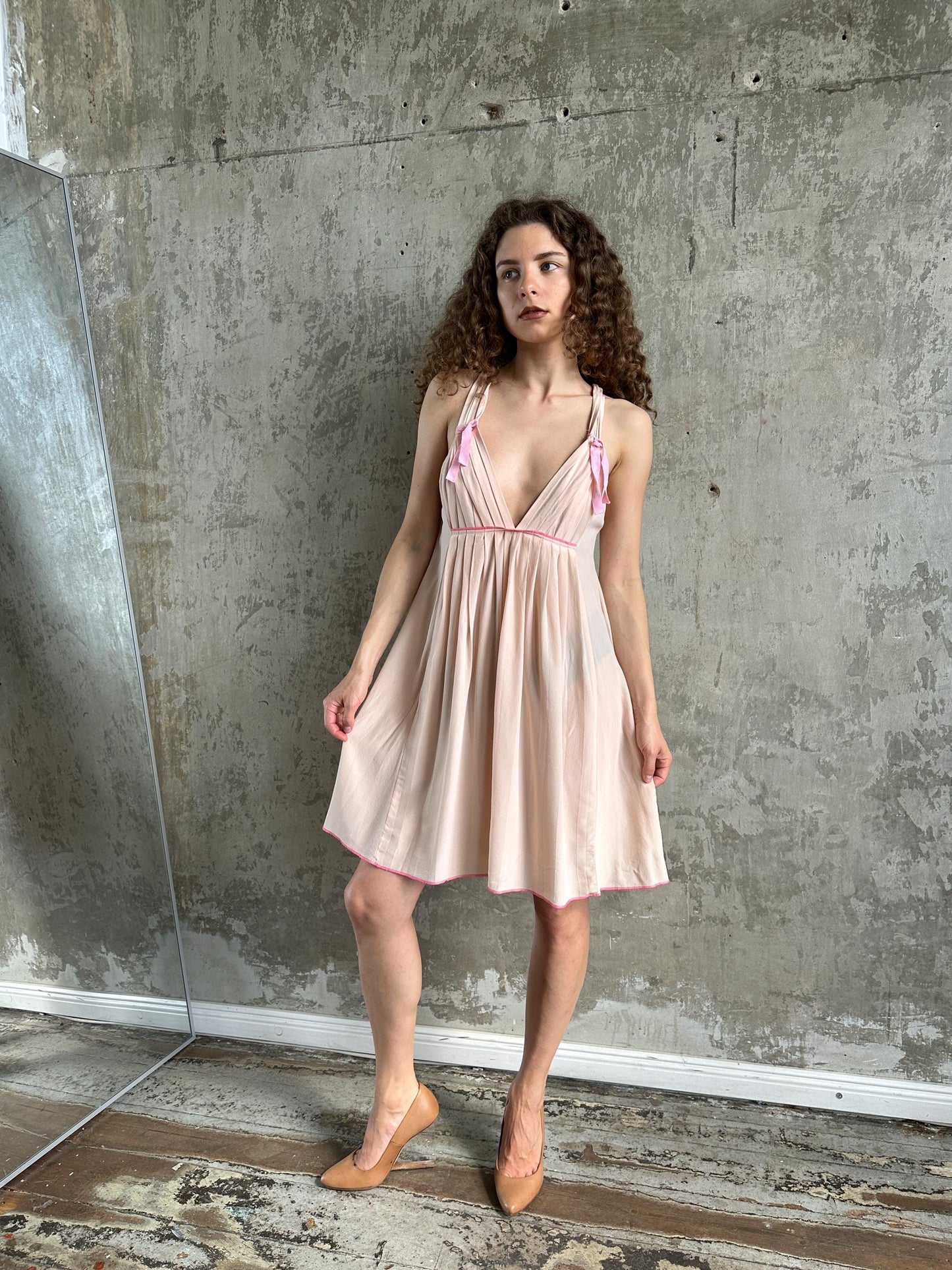 Vintage Sonia Rykiel Blush Pink Silk Mini Dress