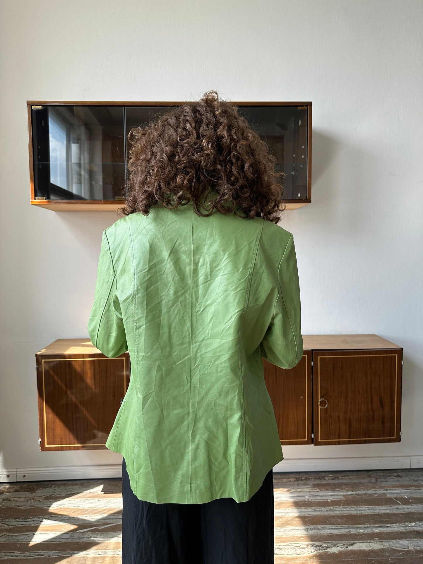 Vintage green leather blazer