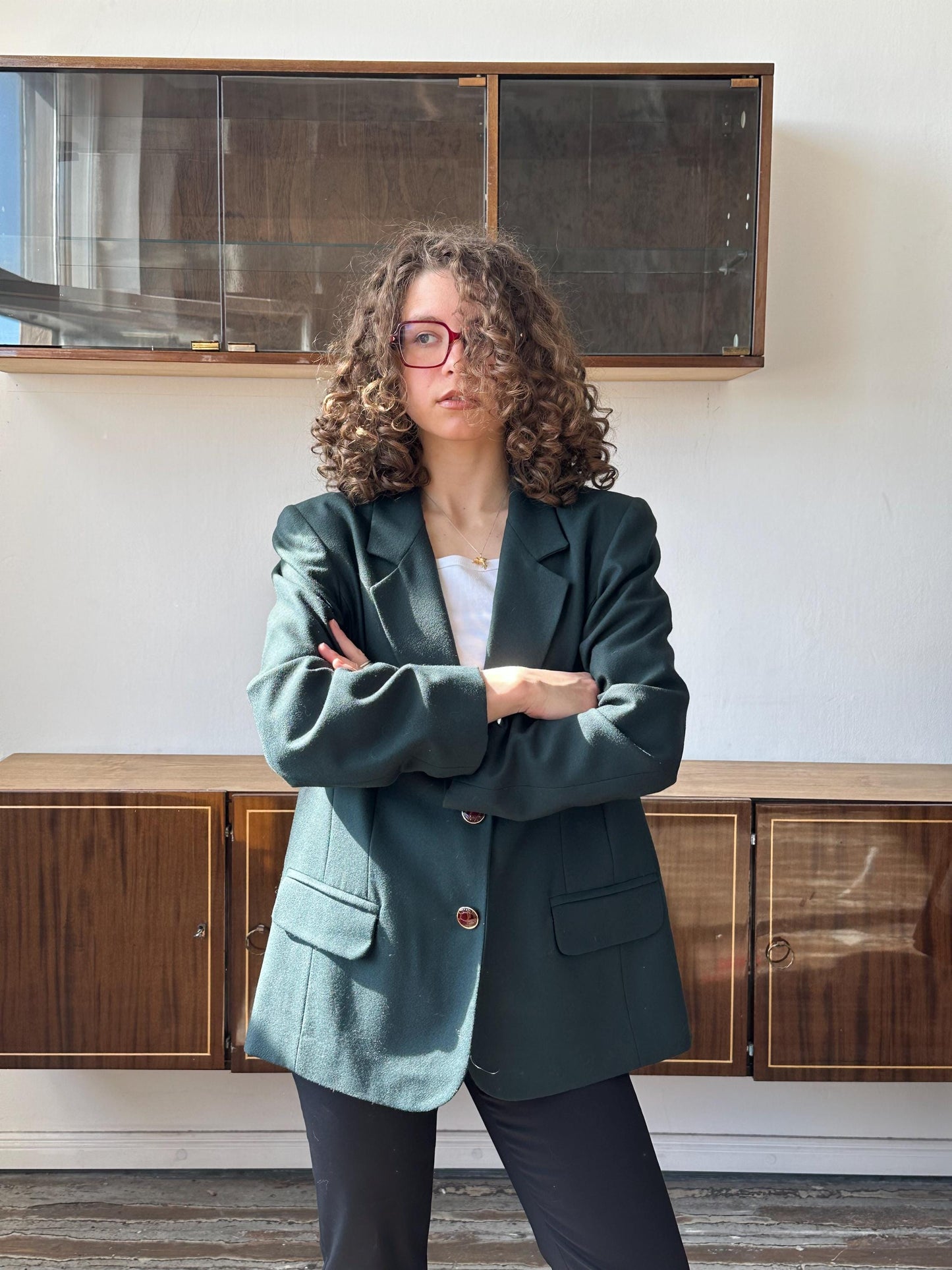 Vintage 90s straight blazer in green