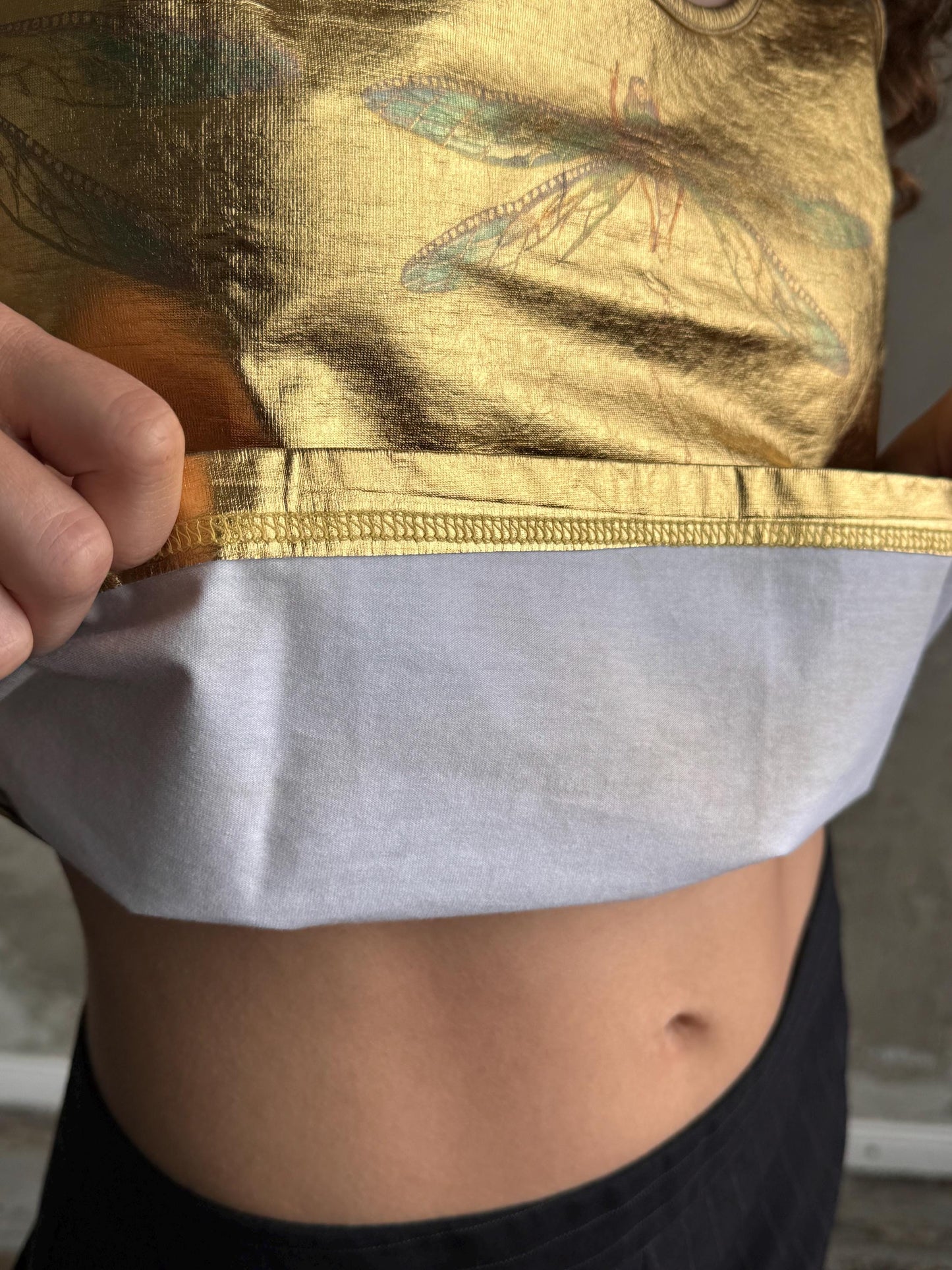Vintage Just Cavalli Gold Metallic Tank Top, Y2K Italian Designer Clubwear Camisole