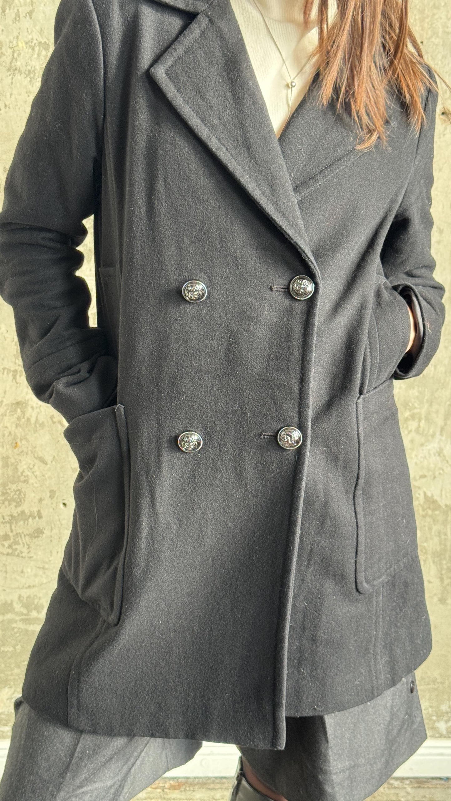 Vintage 90s Japan-style Boxy Coat In Black