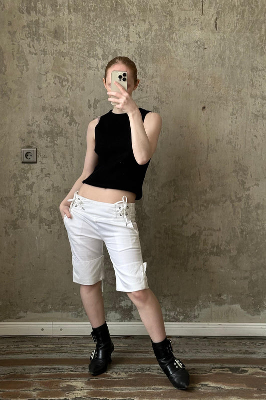Vintage women cotton shorts / breeches in white