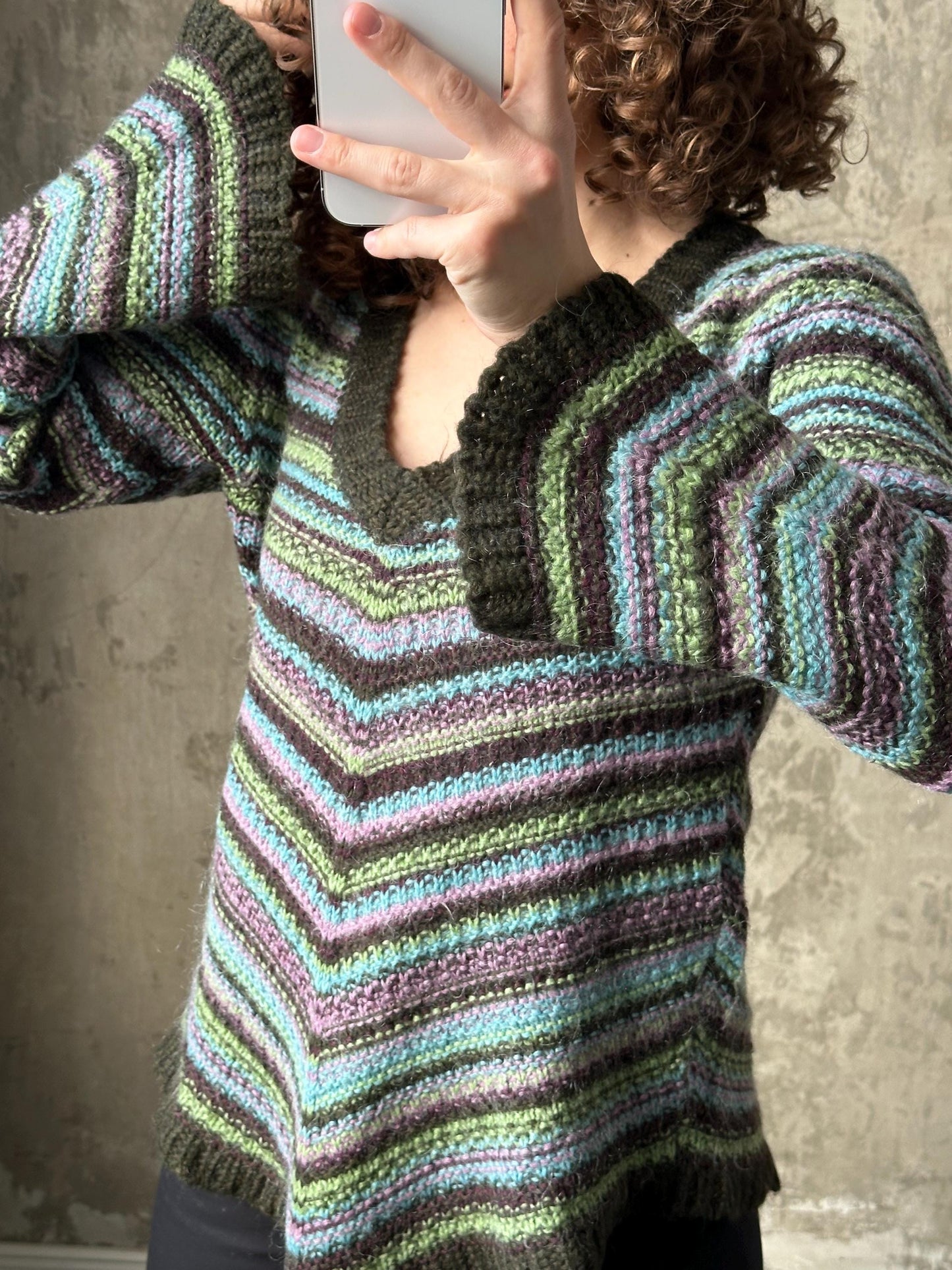 Vintage mohair sweater in green, 80s fuzzy oversized pullover
