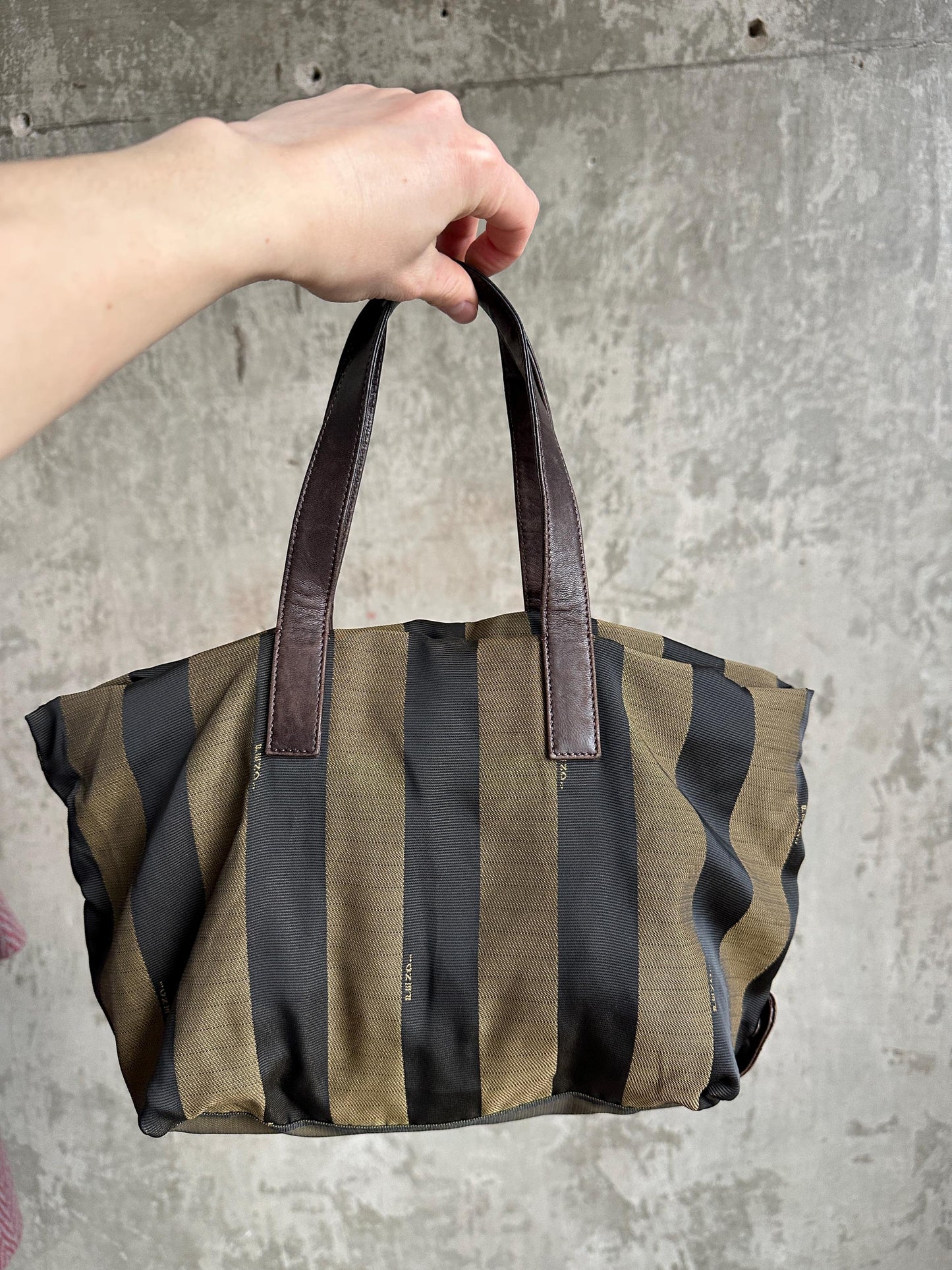 Vintage FENDI Pequin Striped Tote Bag