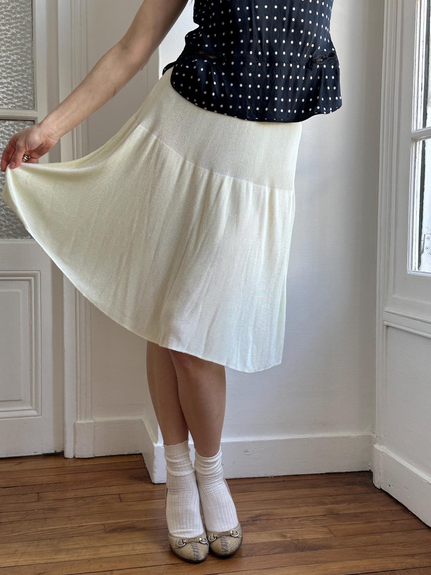 Vintage Emporio Armani Knit Skirt in Light Yellow/Butter