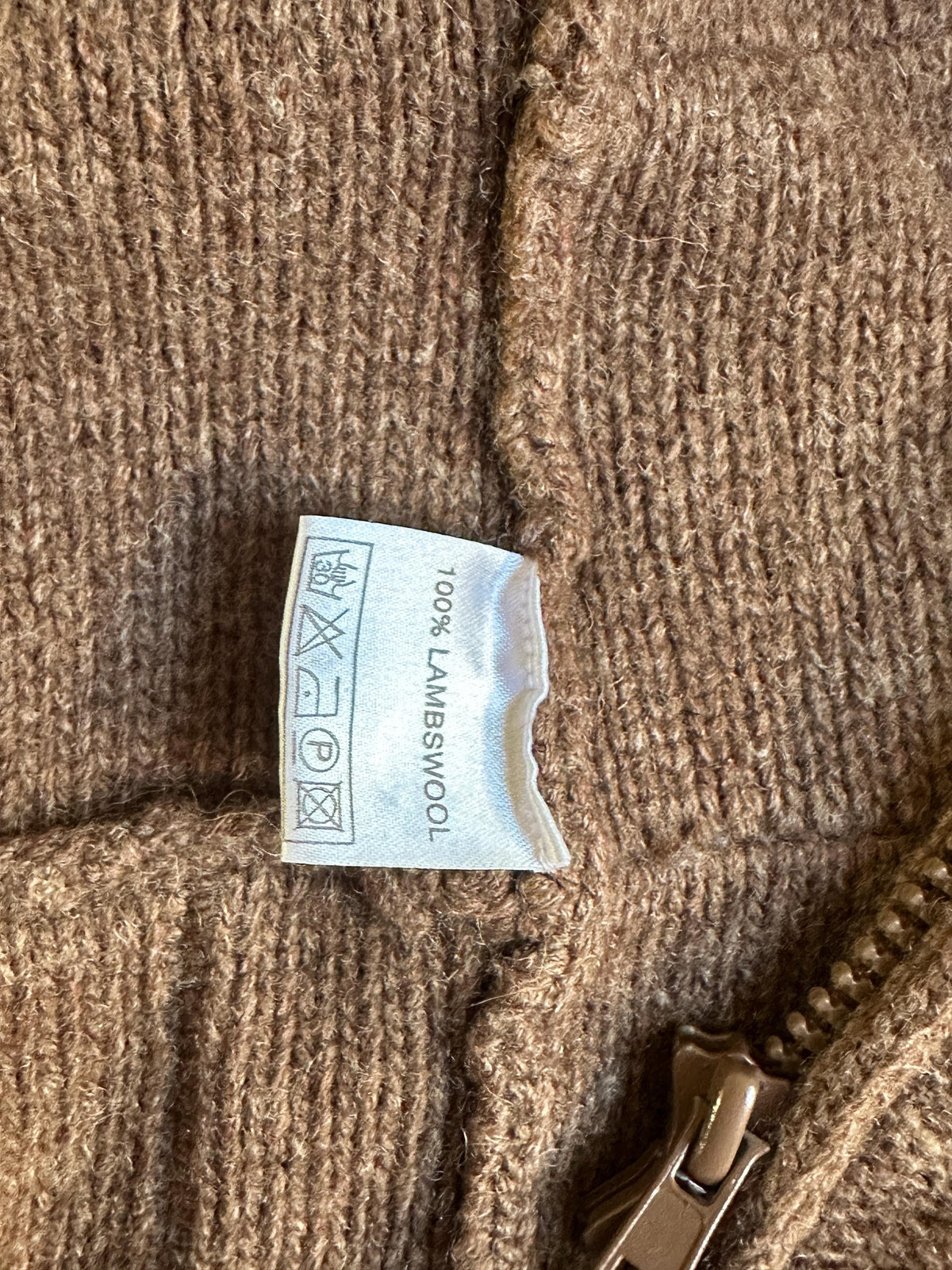 Vintage Funnel Neck Brown Lambswool Sweater