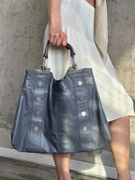 Vintage Balenciaga Grey Leather Tote Bag