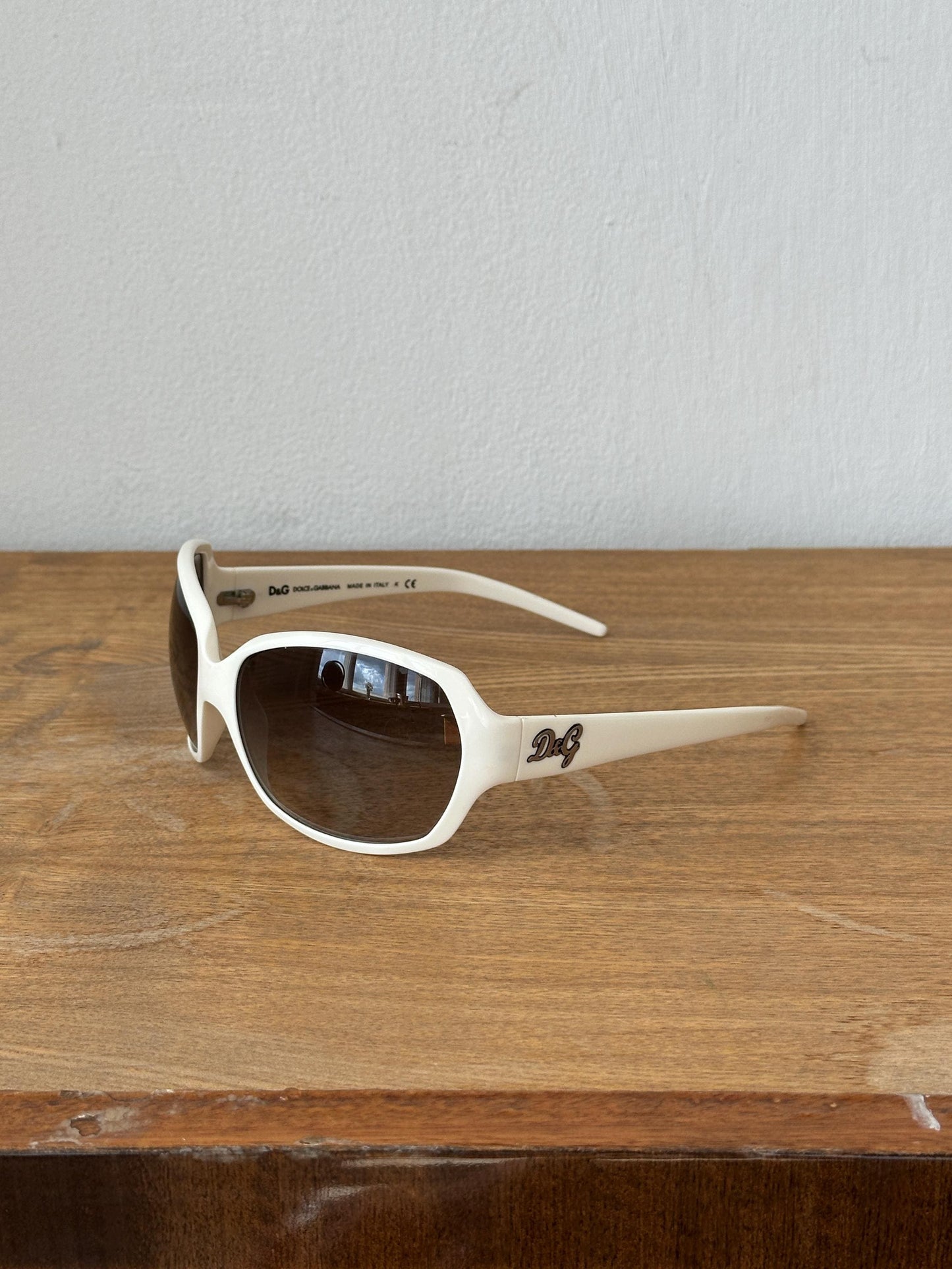 Vintage D&G Dolce Gabbana White Oversized Sunglasses