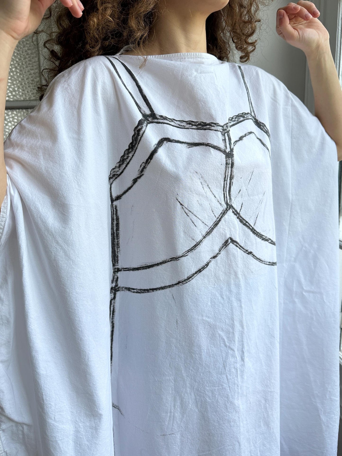 MM6 Maison Margiela Trompe L'Oeil Circle Oversized Dress in White