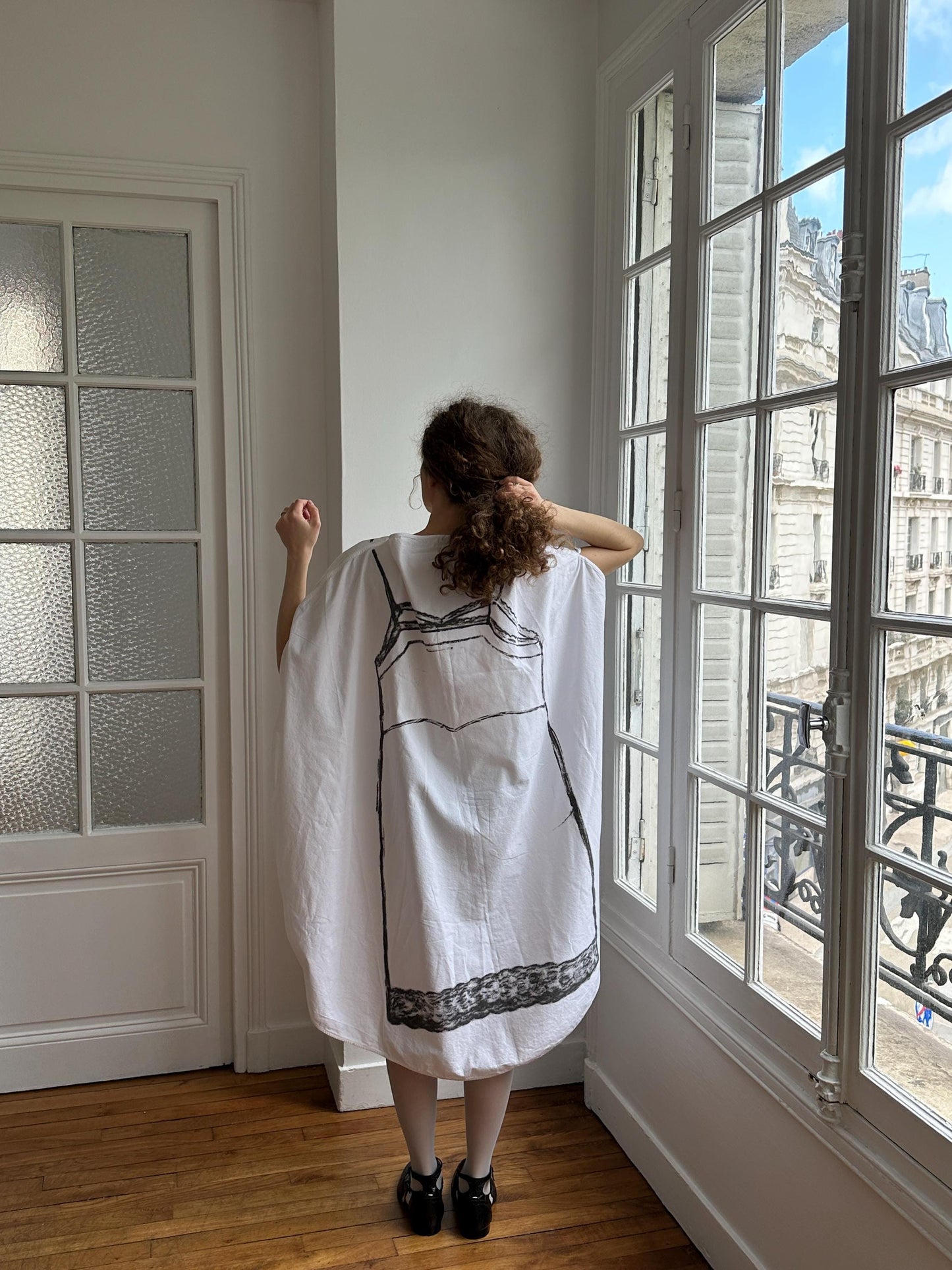 MM6 Maison Margiela Trompe L'Oeil Circle Oversized Dress in White