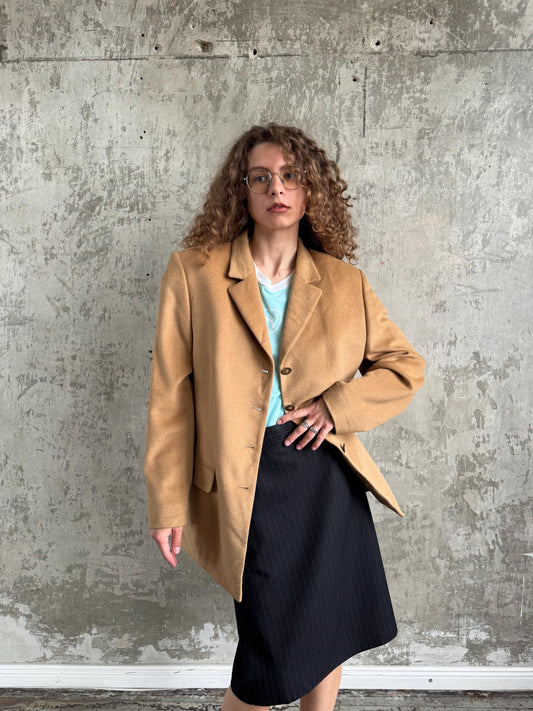 Vintage Angora Lambswool Oversized Blazer In Camel