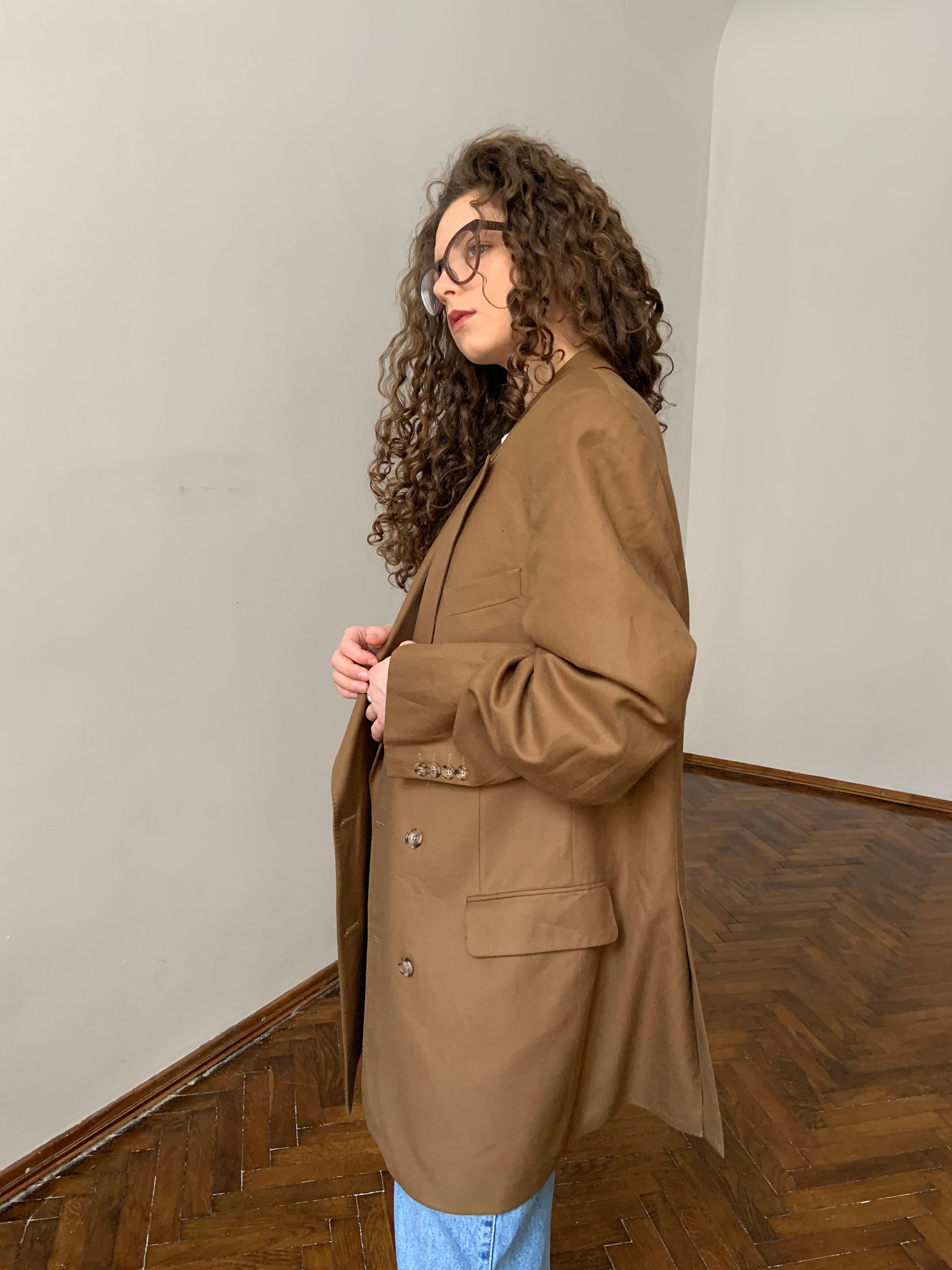 Vintage Blazer, 90s Blazer, Oversized Beige Nude Blazer, Boyfriend Blazer, Wool & Cashmere Blazer, Classic suit jacket women's menswear
