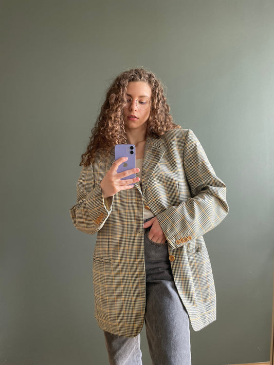 Vintage oversized check blazer, wool boyfriend’s blazer