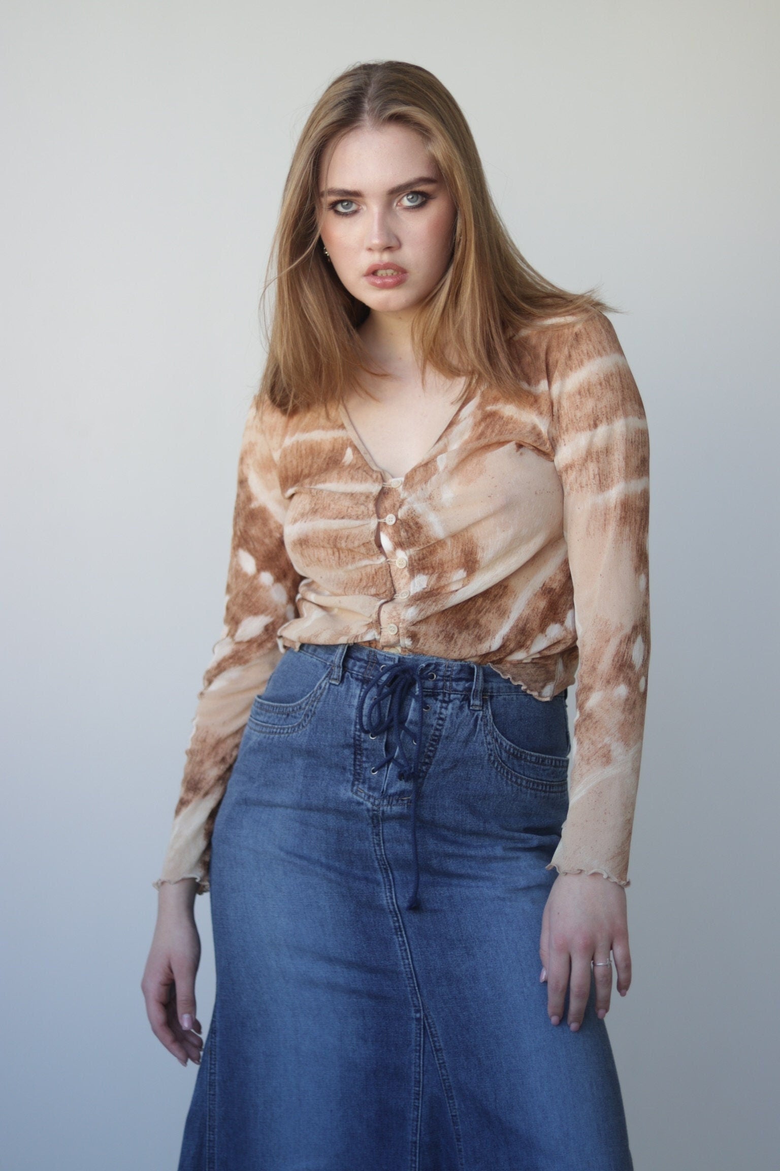 Vintage y2k long denim skirt, retro jeans maxi skirt in blue, cargo skirt, low rise skirt