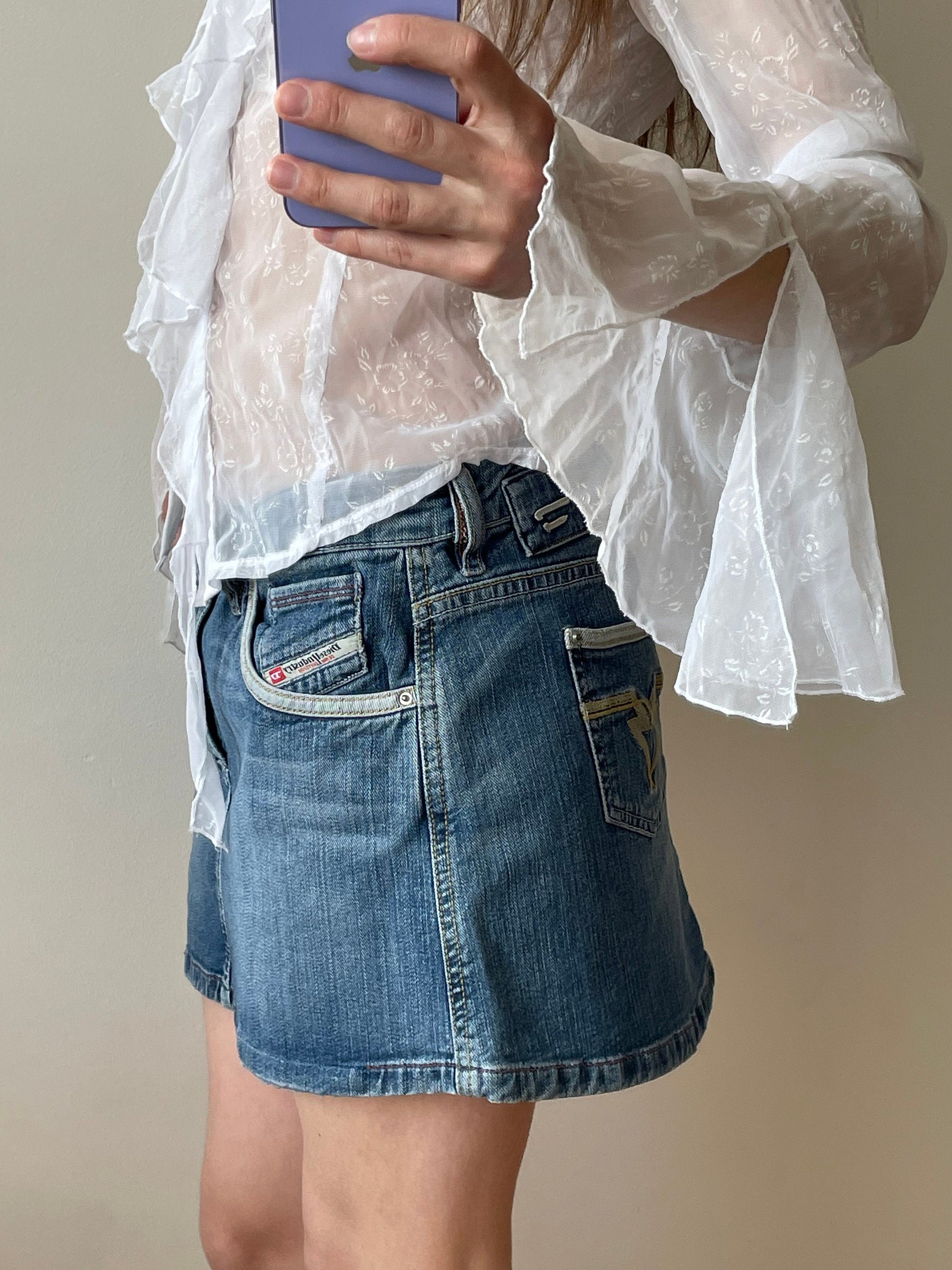 Vintage y2k DIESEL denim mini skirt in blue