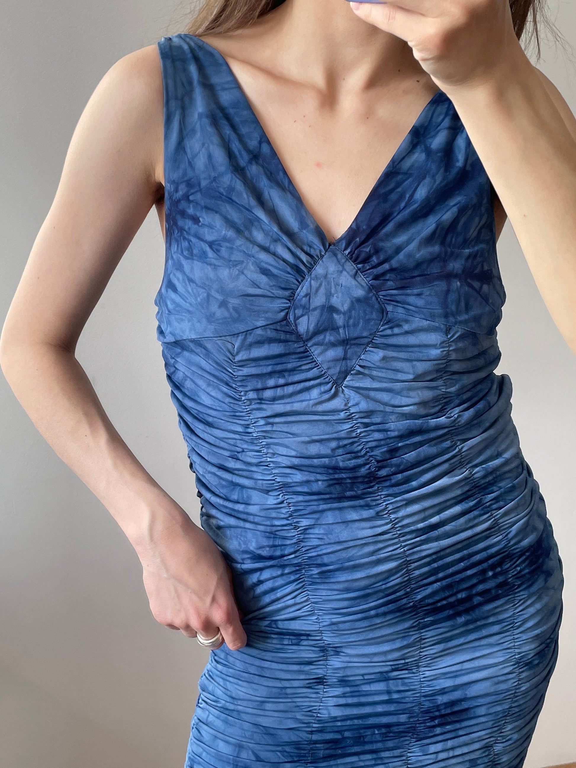 Vintage Y2K mini bodycon dress in blue