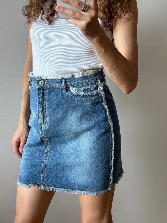 Vintage y2k denim mini skirt in blue