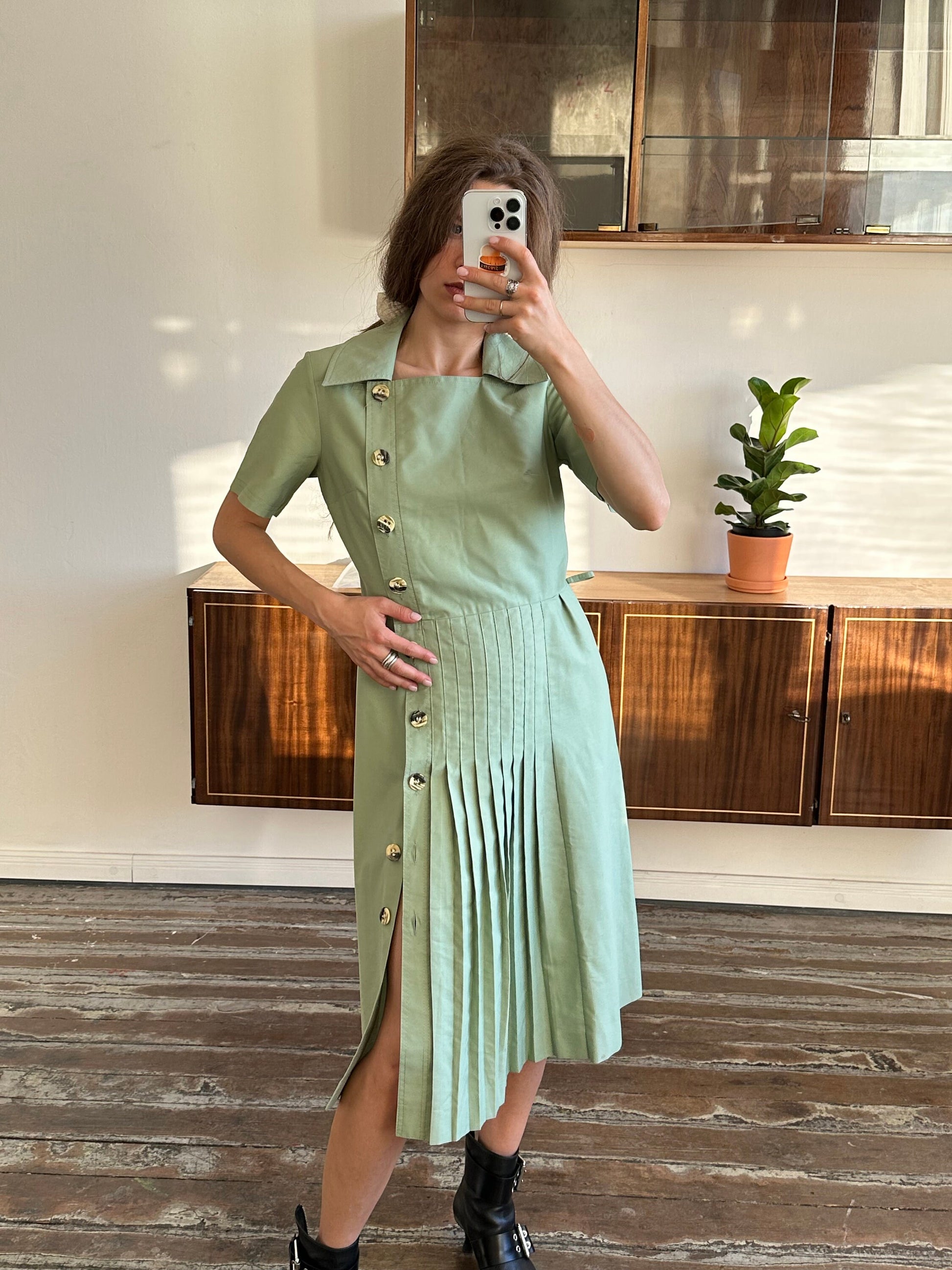 Vintage sundress in green, maxi wrap dress