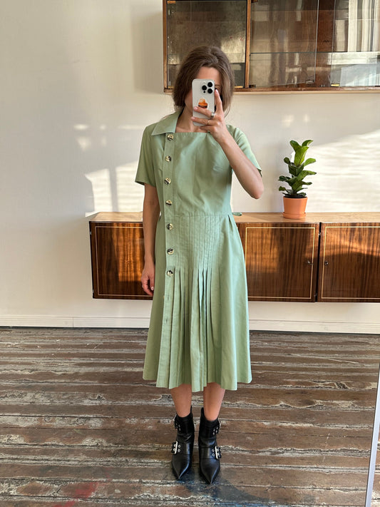 Vintage sundress in green, maxi wrap dress