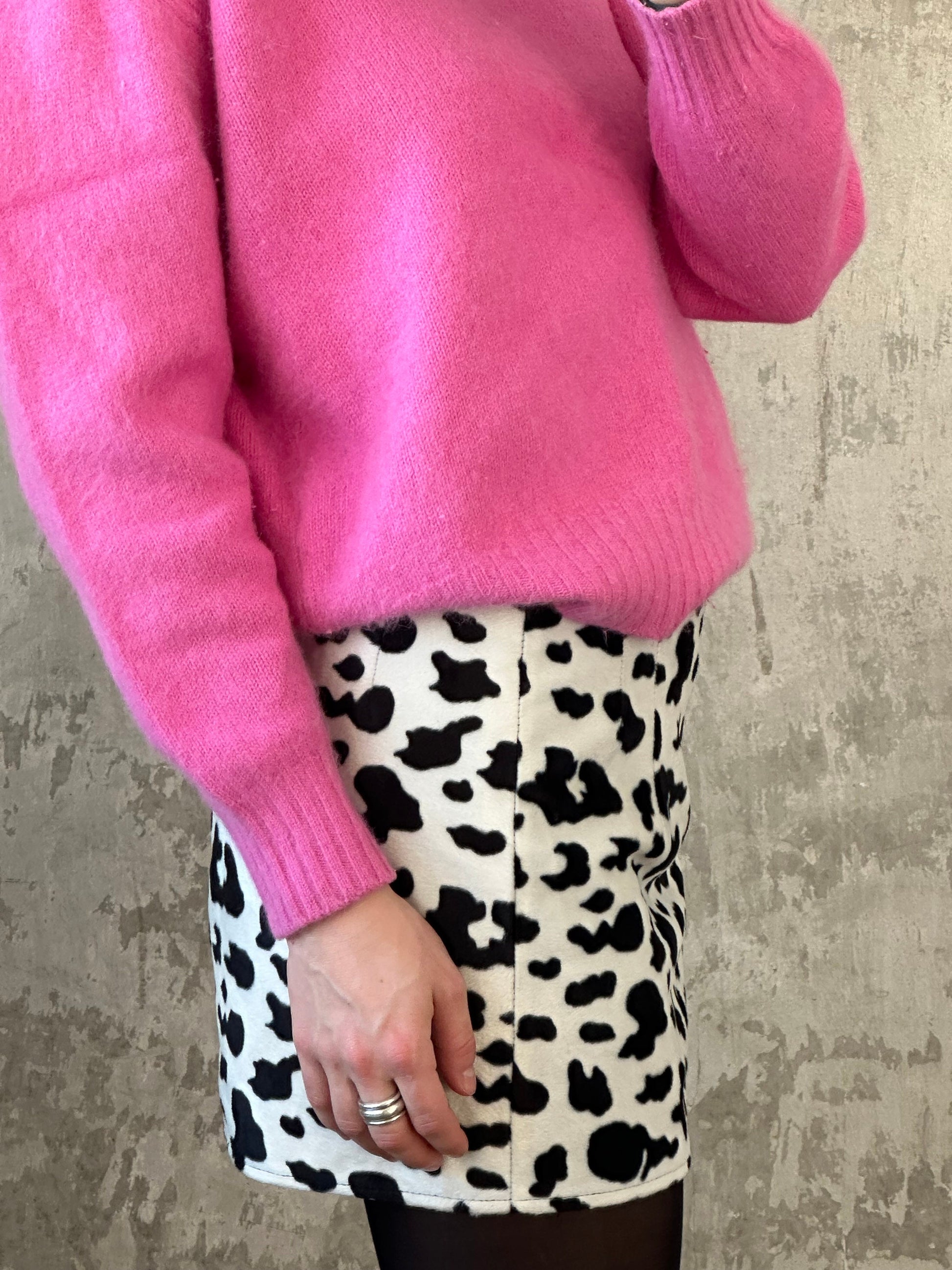 Vintage y2k leopard print mini skirt in white