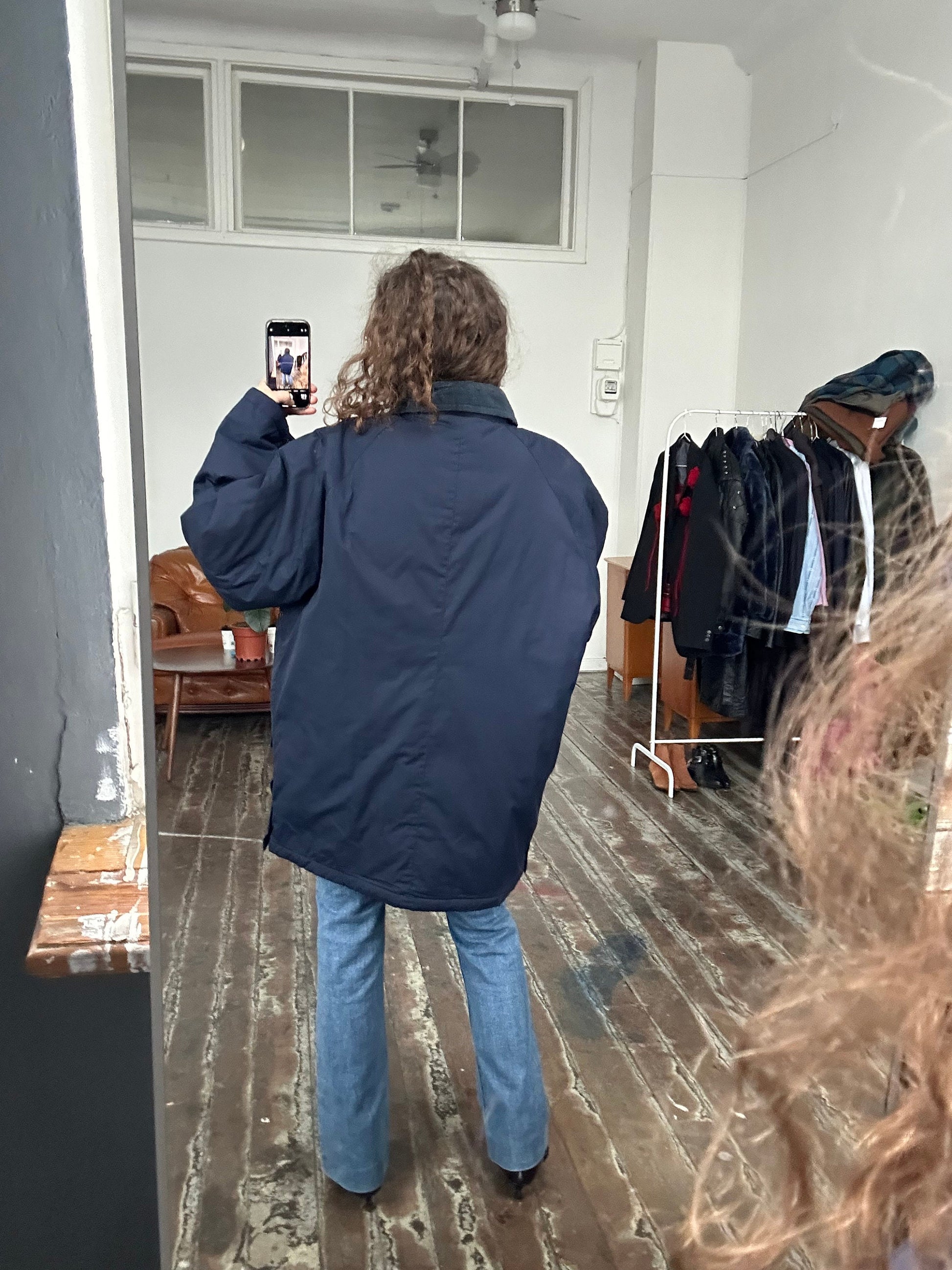 Vintage 90s blue jacket, oversized parka