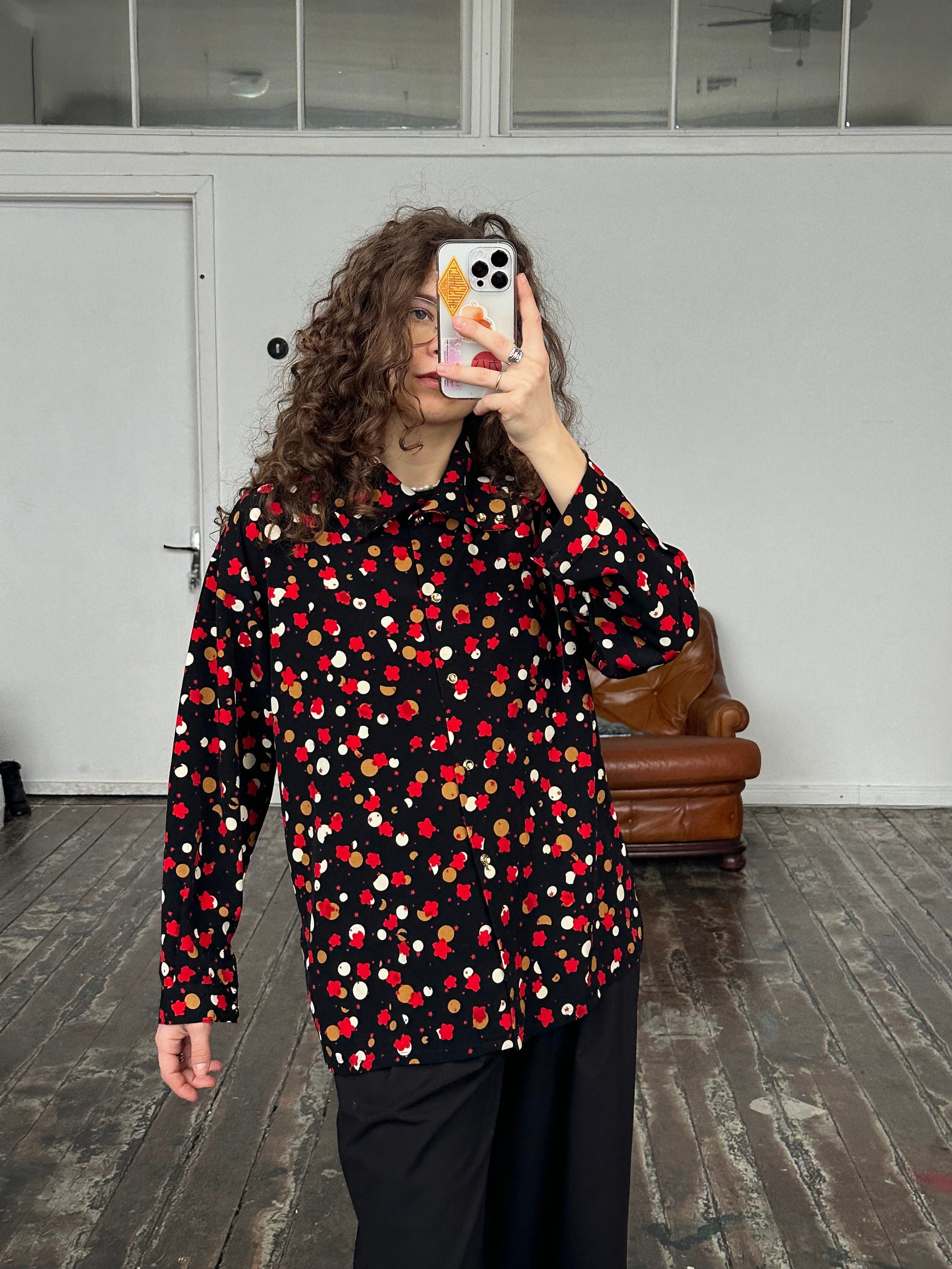 Vintage Christmas blouse in black