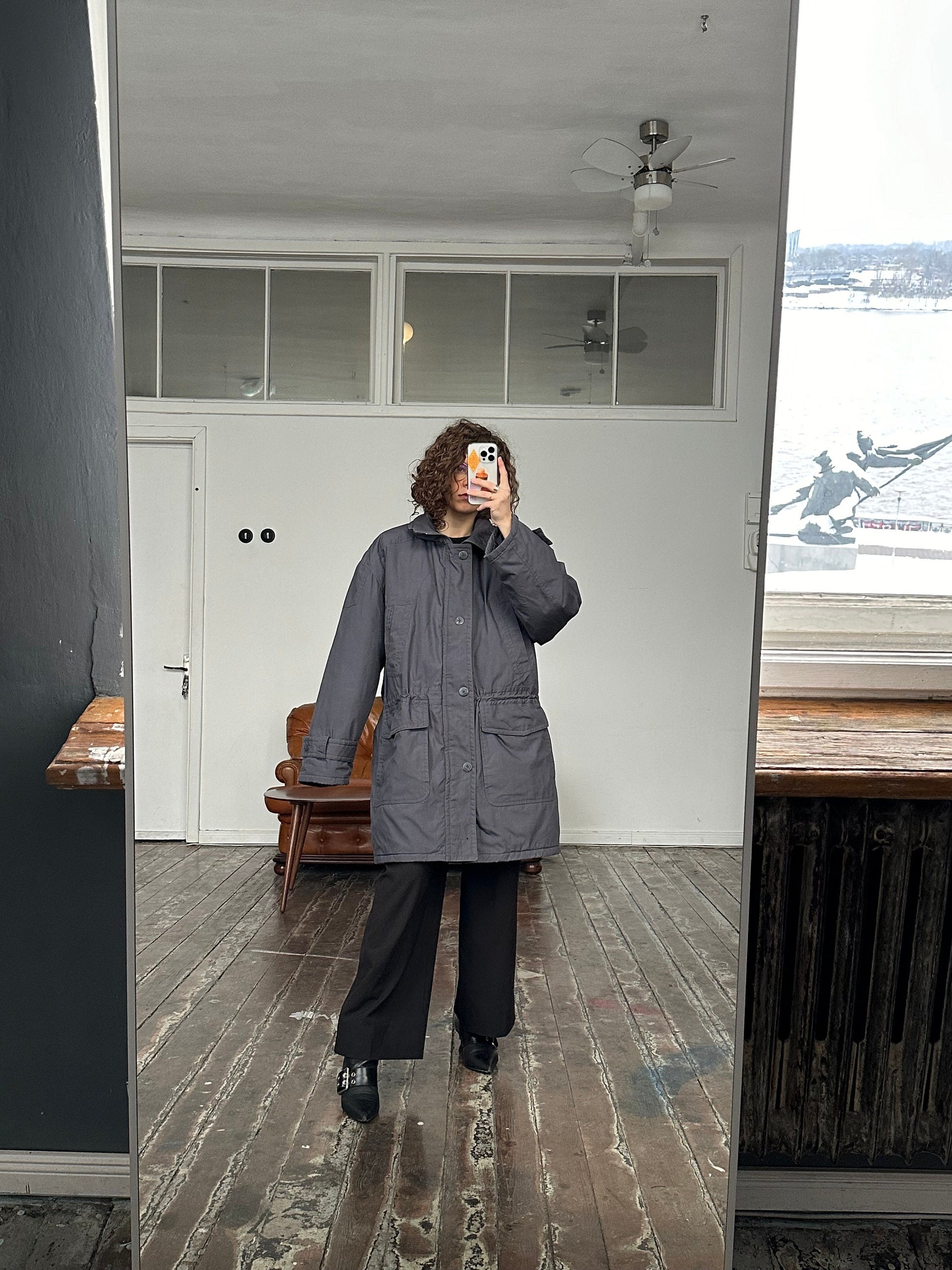 Vintage oversized trench coat in grey