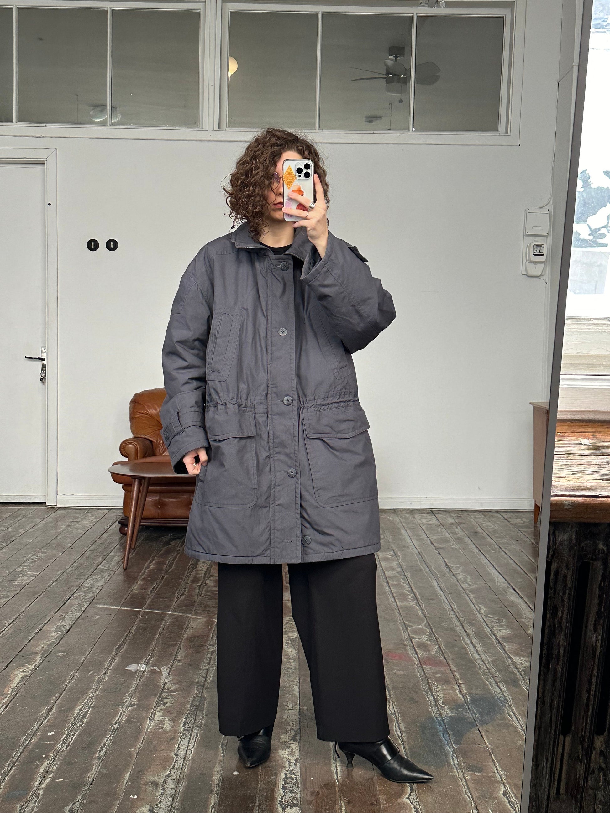 Vintage oversized trench coat in grey