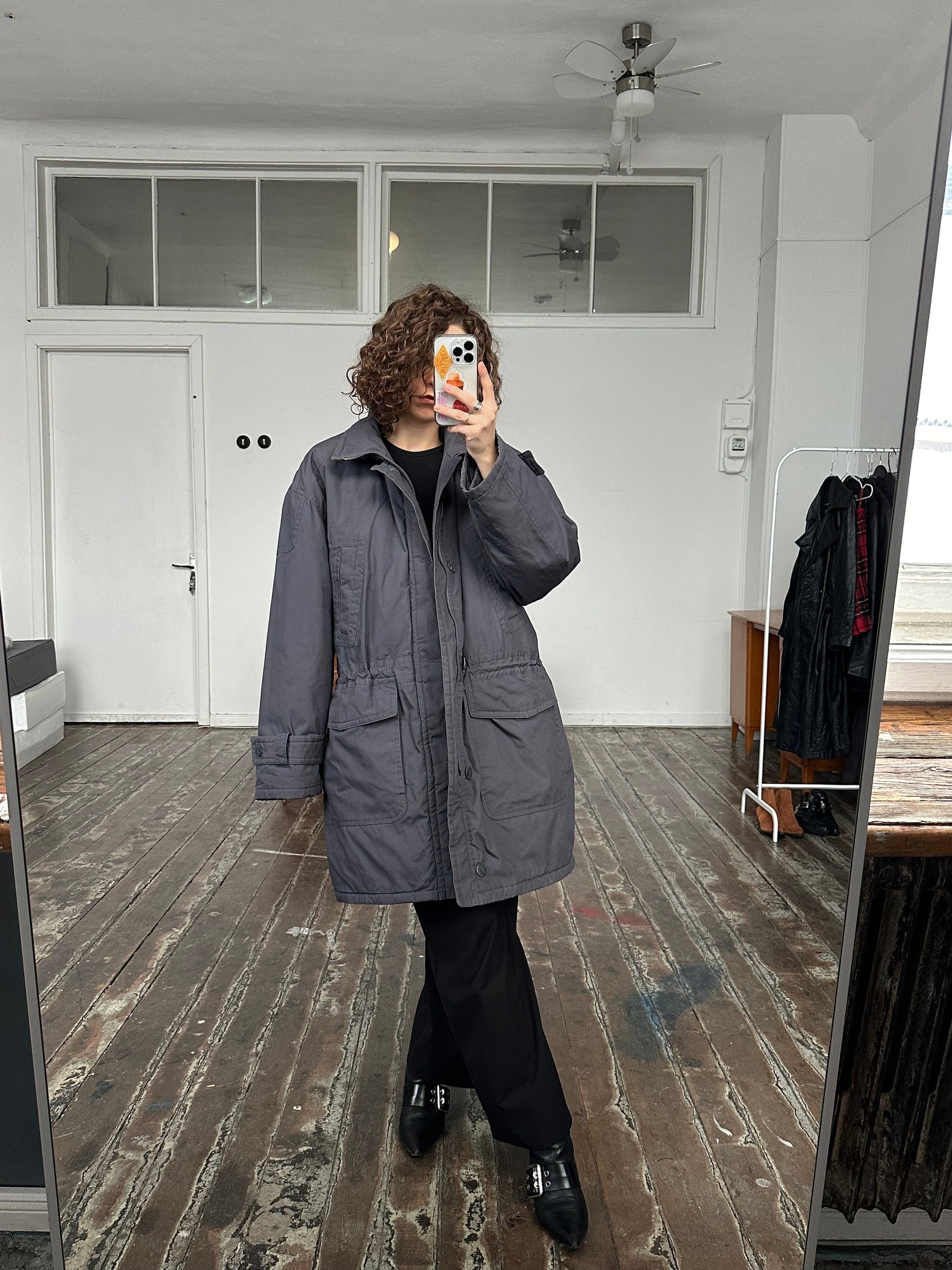 Vintage oversized trench coat in grey