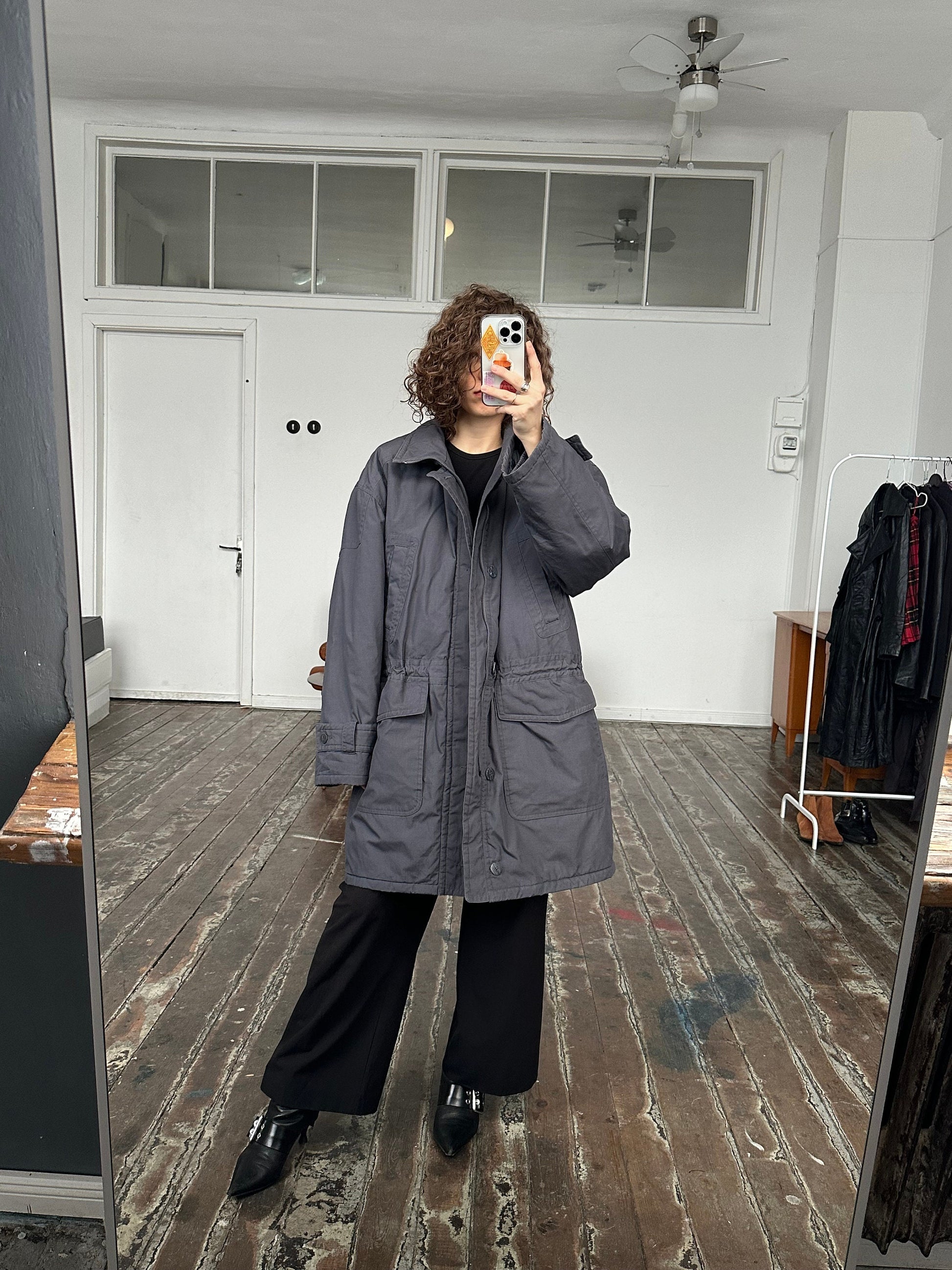 Vintage oversized trench coat in grey